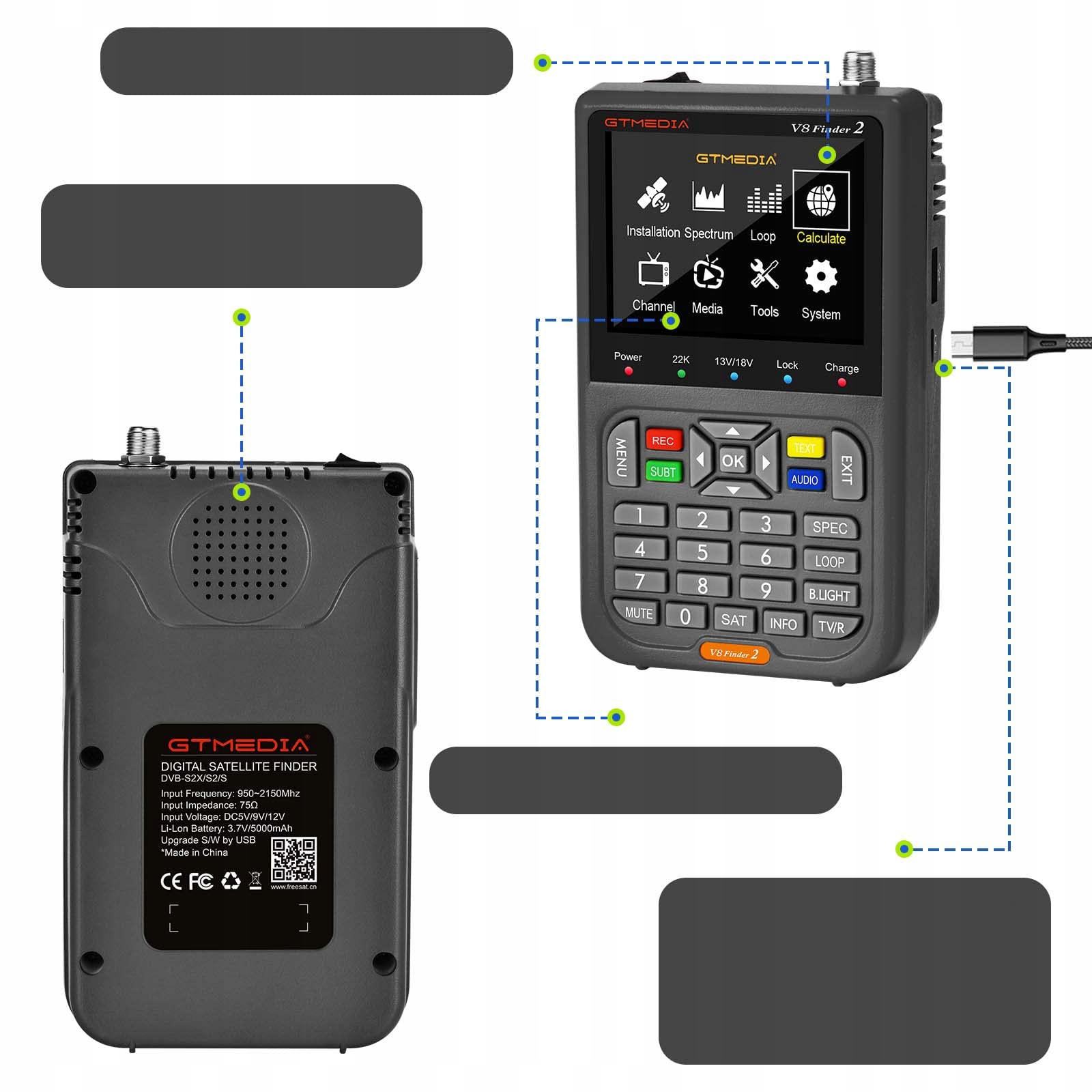Miernik Sygnału Satelitarnego Satelitarny FREESAT V8 Podgląd Obrazu DVB-S2 Informacje o bezpieczeństwie CE