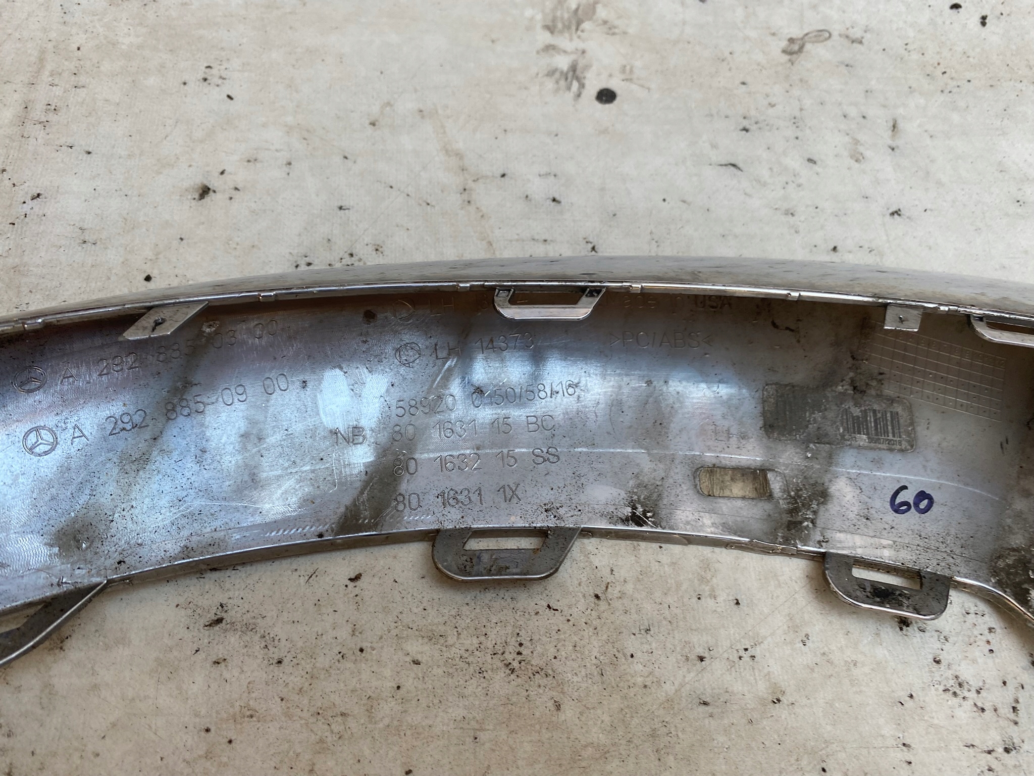 MERCEDES GLE GLS W292 AMG left moulding CHROM bumper front