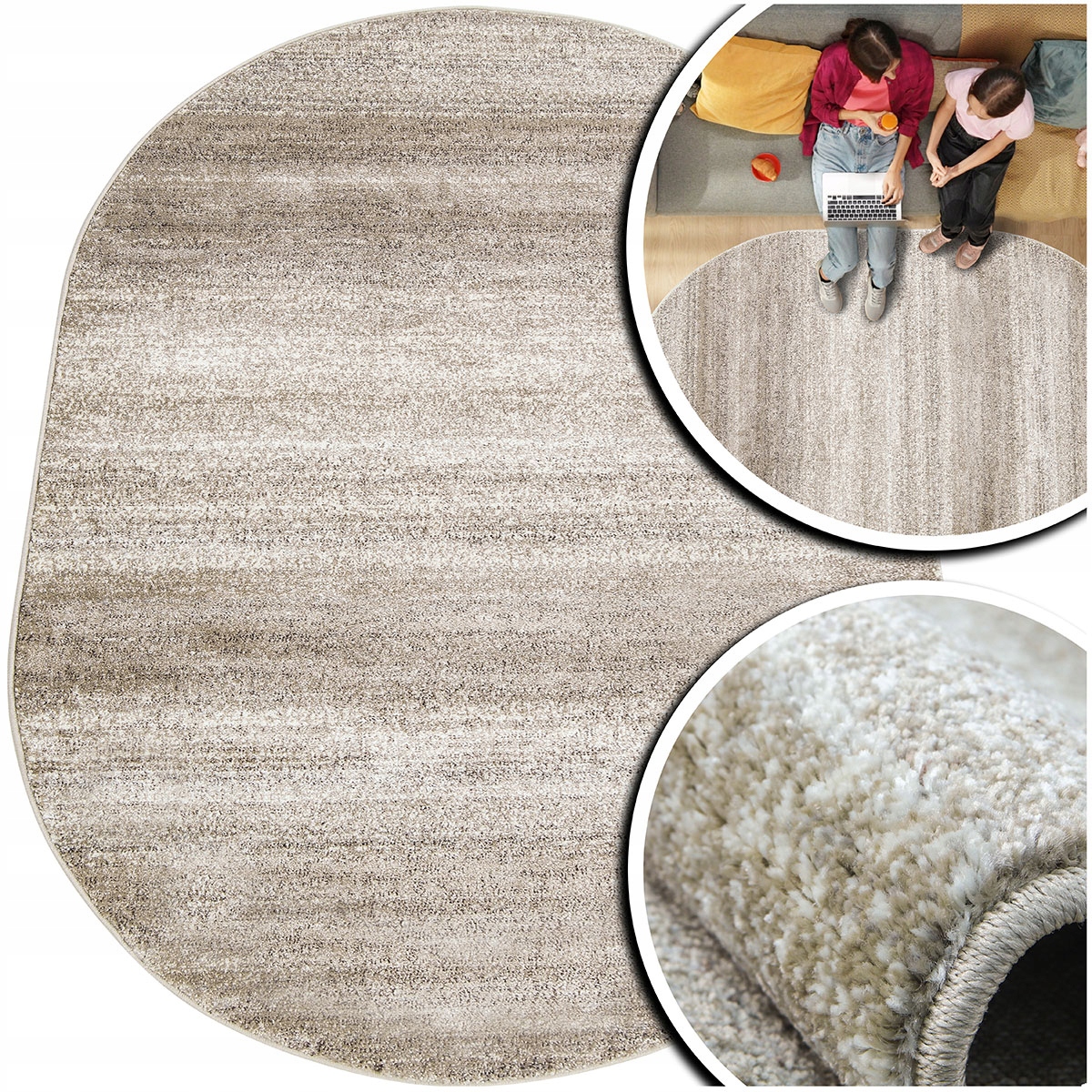 Oválný Koberec Krémový Koberec Do Obývacího Pokoje Adventure Do Pokoje Hnědý 80x150