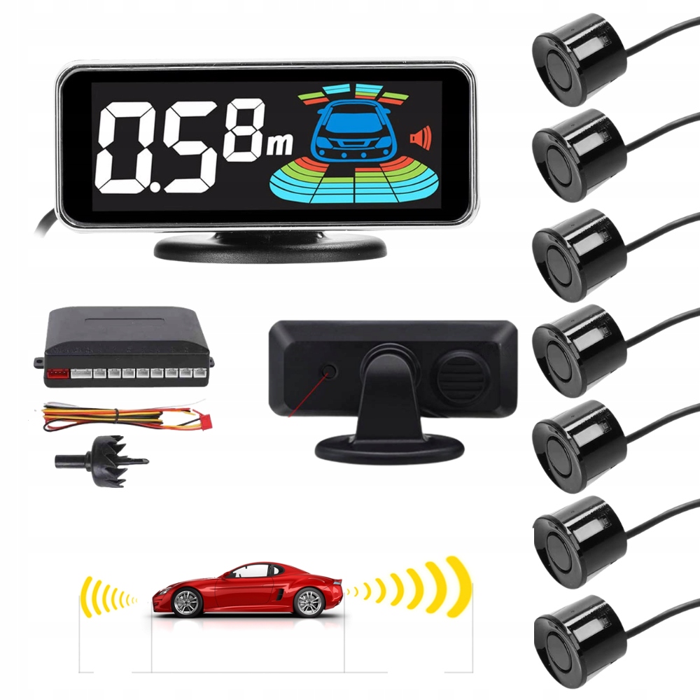 Sada Parkovacích Senzorů Pro Couvání 8, Černé Senzory