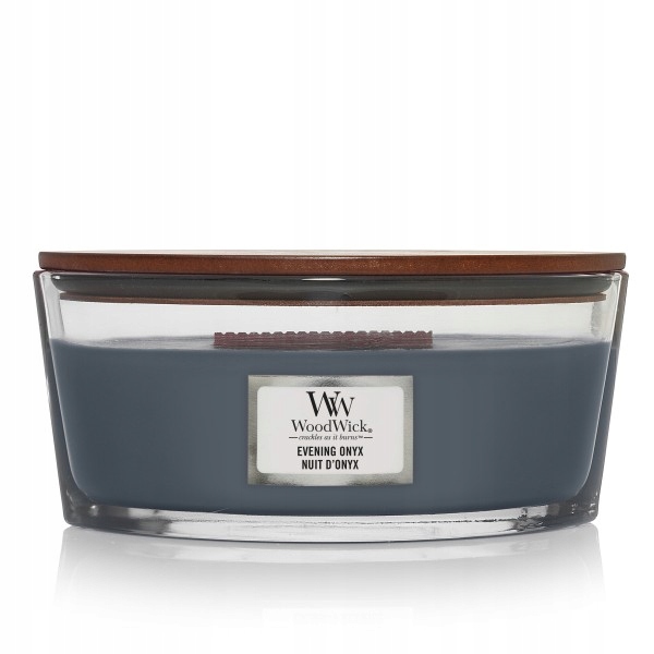 Vonná svíčka Woodwick Hearthwick Elipsa Loďka Evening Onyx 453 g