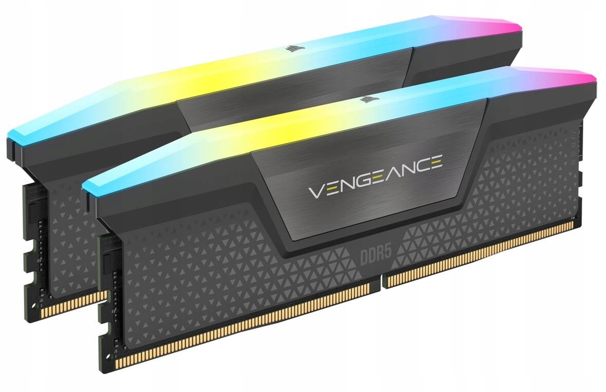 CORSAIR DDR5, 5600MT/s 96GB 2x48GB DIMM, 40-40-40-77, XMP 3.0, VENGEANCE RGB DDR5 Black Heatspreader, RGB LED, 1.25V — 2