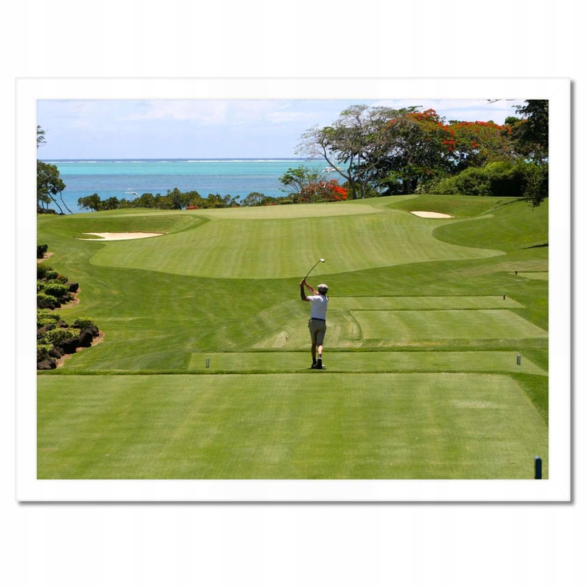Plakáty v rámu 40x30 Golfista na hřišti