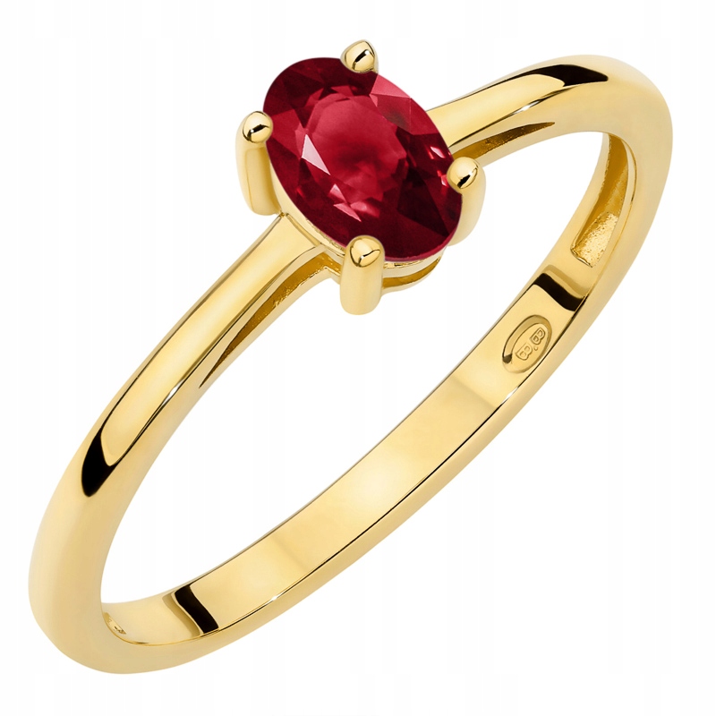 Zlatý Prstýnek Zásnubní pr. 585 s oválným granátem 0.50 ct 14k