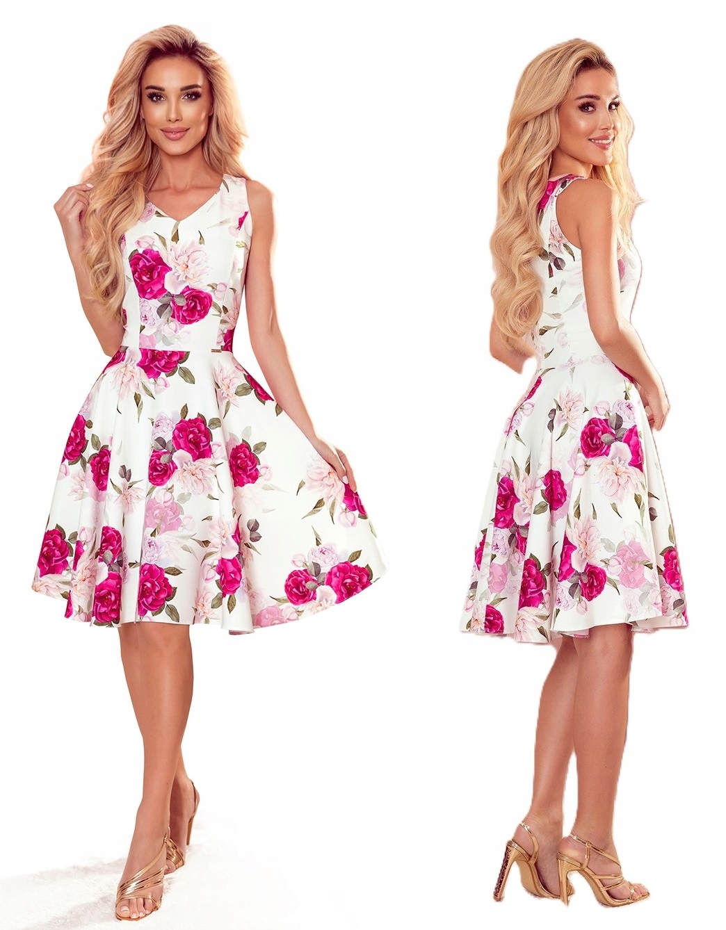 Elegantní Rozkládací Šaty Na Ramínka, Velké Růže, Velikost XXL