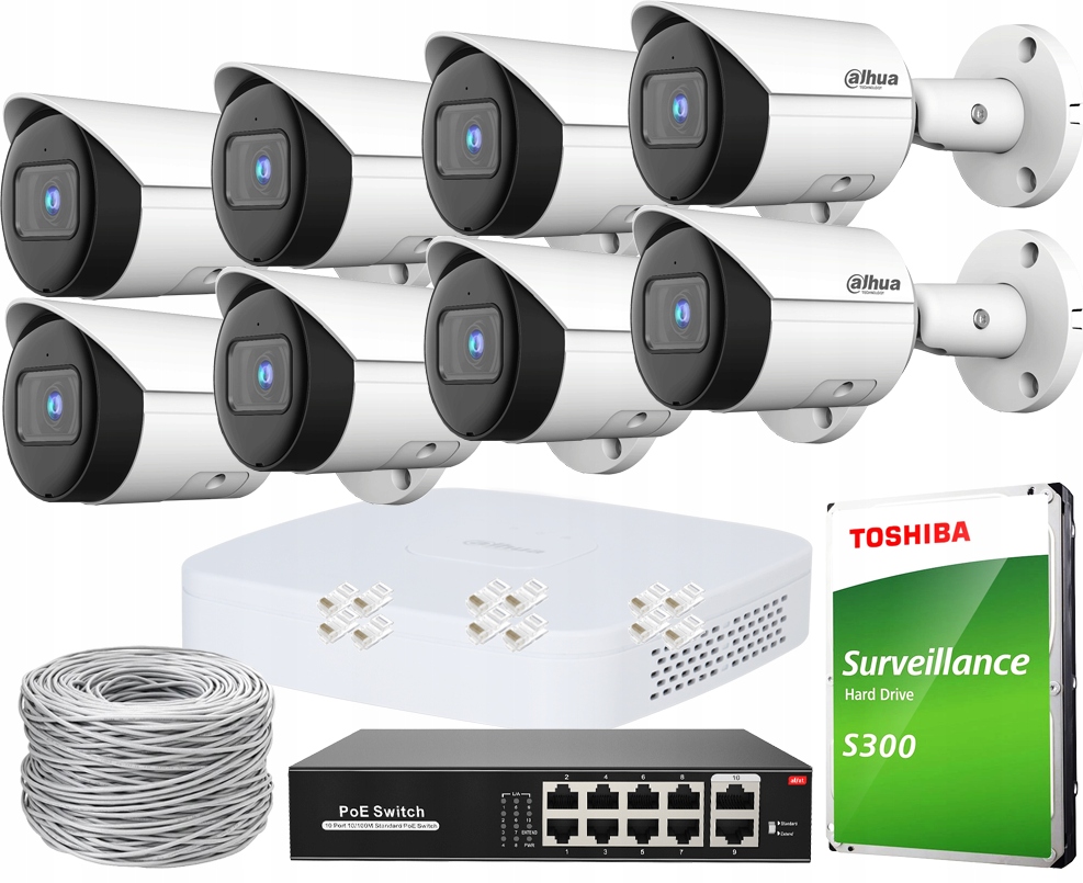 Kamery Dahua HFW2441S WizSense 4Mpx Ip S Rekordérem NVR2108-S3 Disk 1TB