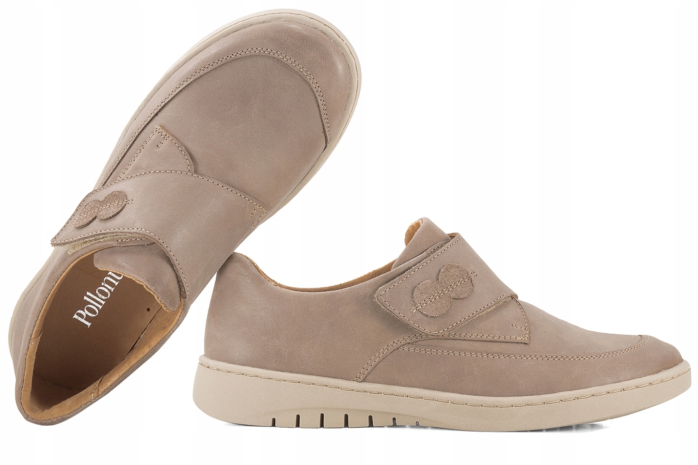 Pollonus 1209 Kožené Polobotky Dámské Boty Kůže béžová