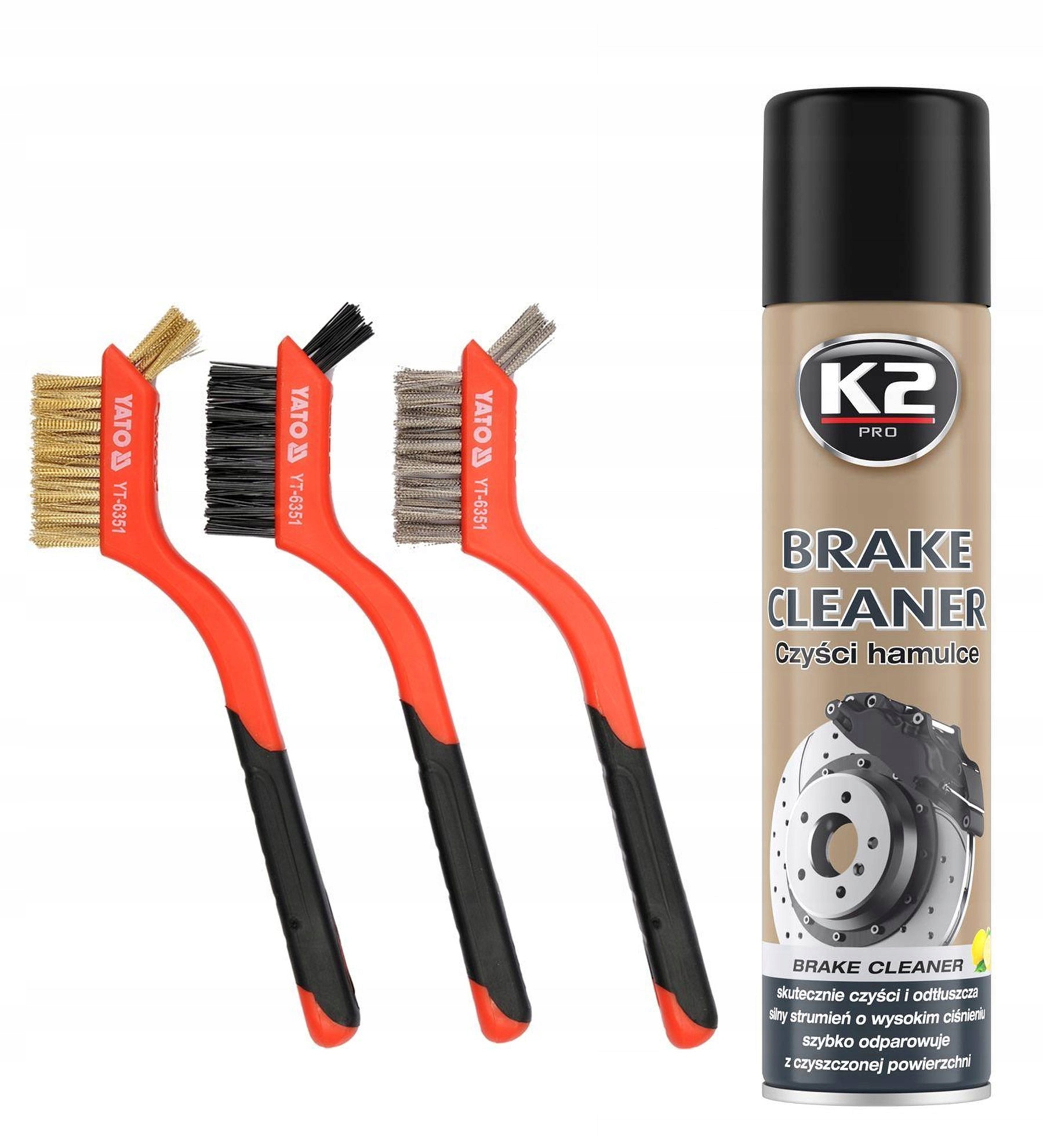 Zestaw K2 Brake Cleaner 600ml do czyszczenia hamulców szczotki druciane