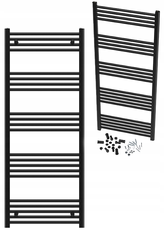 Kúpeľňový Ohrievač Čierny Kalorifer 60x150 cm Montáž 180° Breno