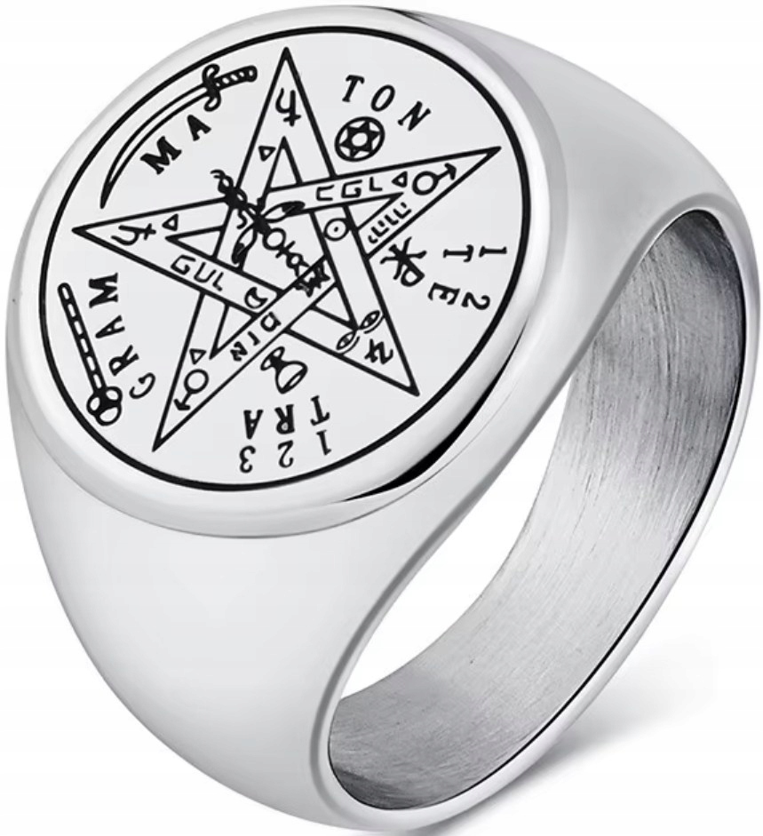Stříbrný symbol pentagramu Ezoterická pečeť Salomona Tetragrammaton