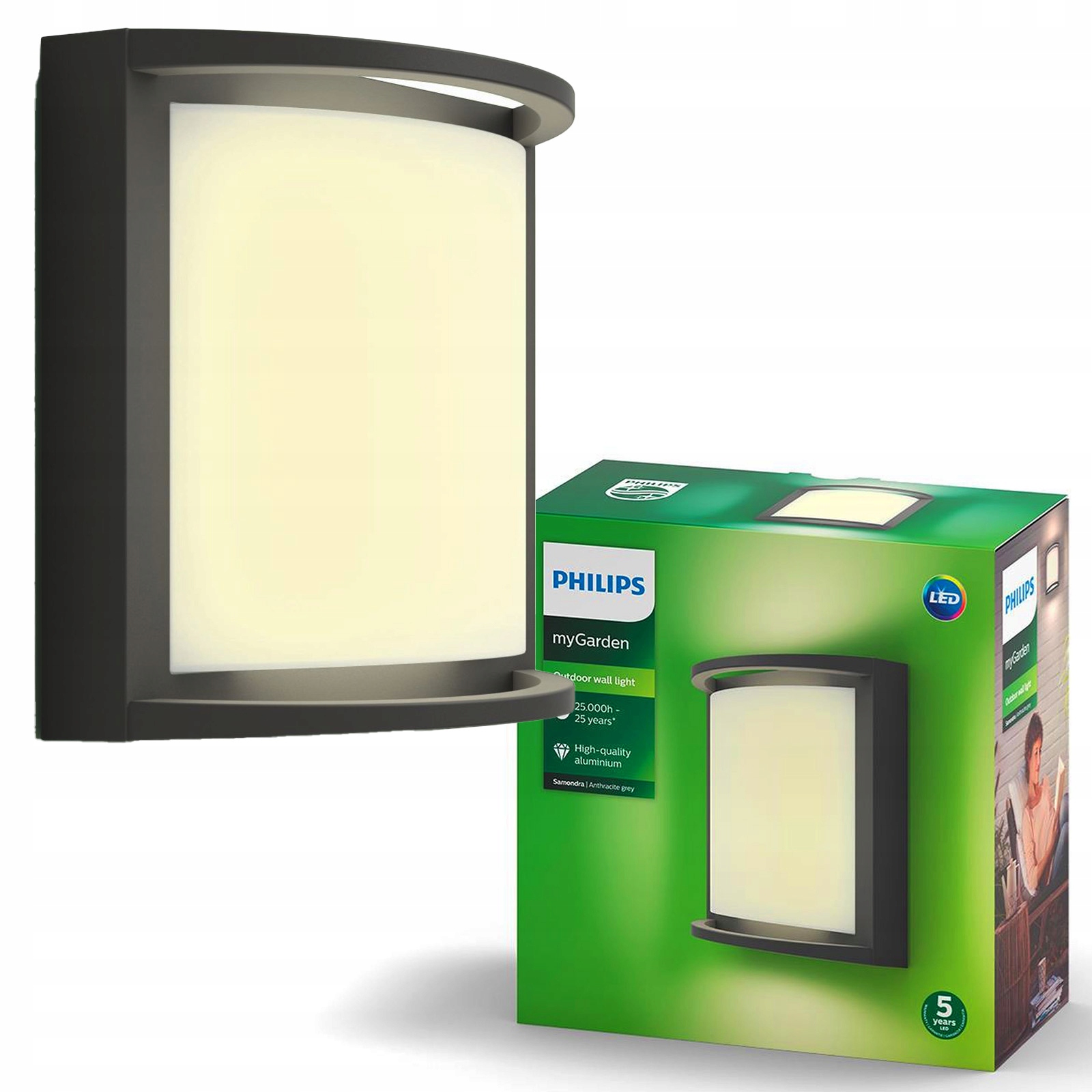 Zahradní nástěnné svítidlo Led venkovní fasádní lampa 12W 2700K IP44 Philips
