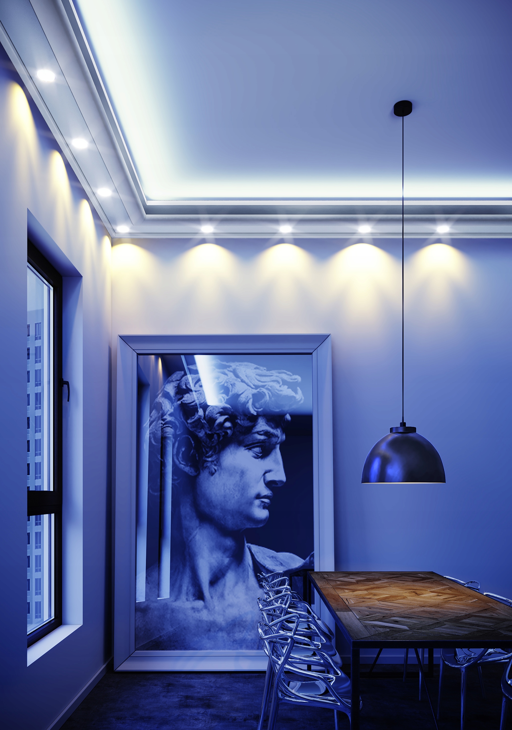 PODWIESZANY SUFIT, HALOGEN, ZABUDOWA SUFITU 30cm Szerokość 300 mm