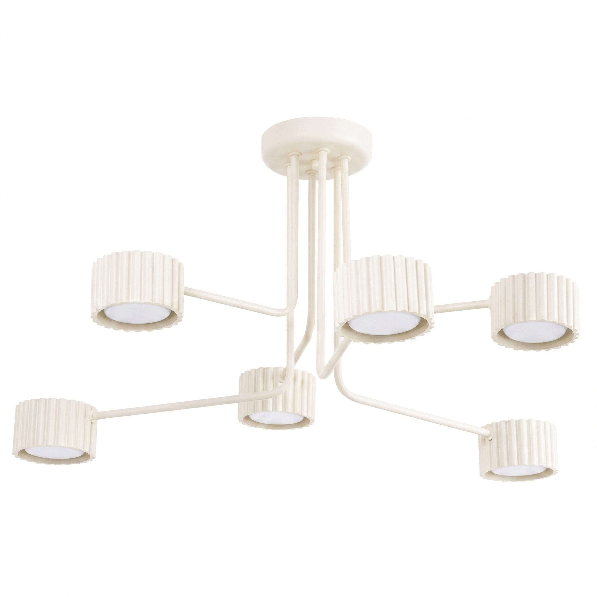 Żyrandol Aura 6 beżowy Gx53 ryflowana lampa wisząca do salonu Sollux led