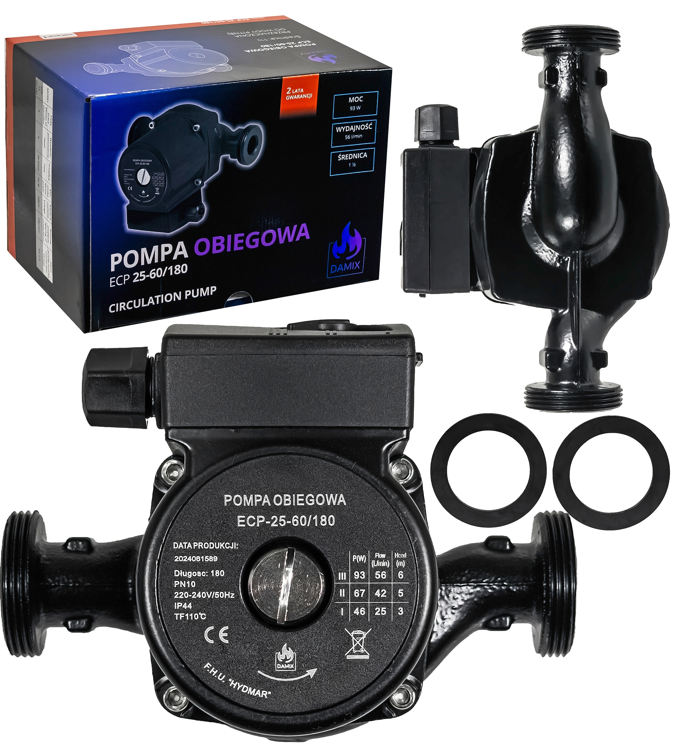3-RYCHLOSTNÍ Oběhové Čerpadlo 25-60/180, Robustní, Výkonné A Výkonné Damix Čerpadlo