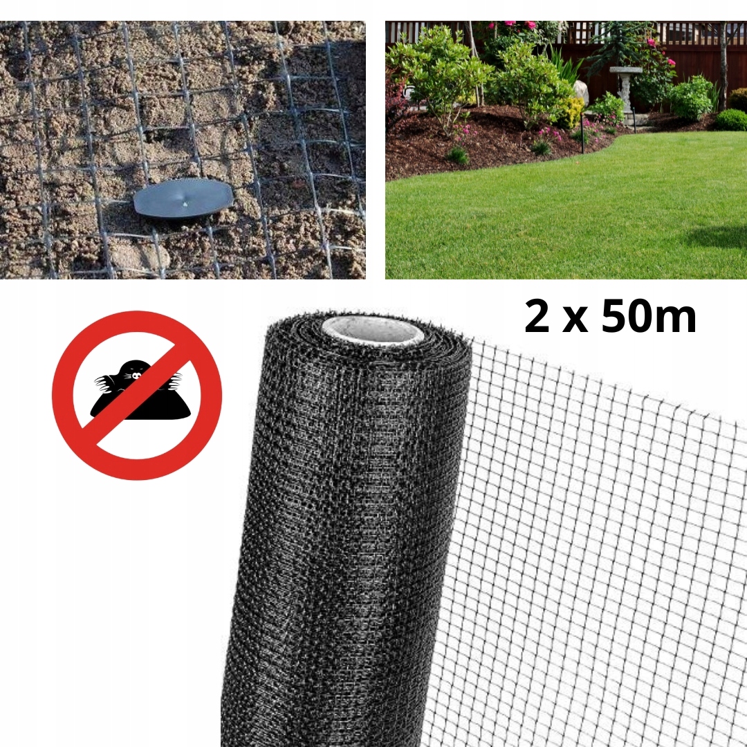 Wytrzymała Siatka na krety nornice 30g/m2 2x50m