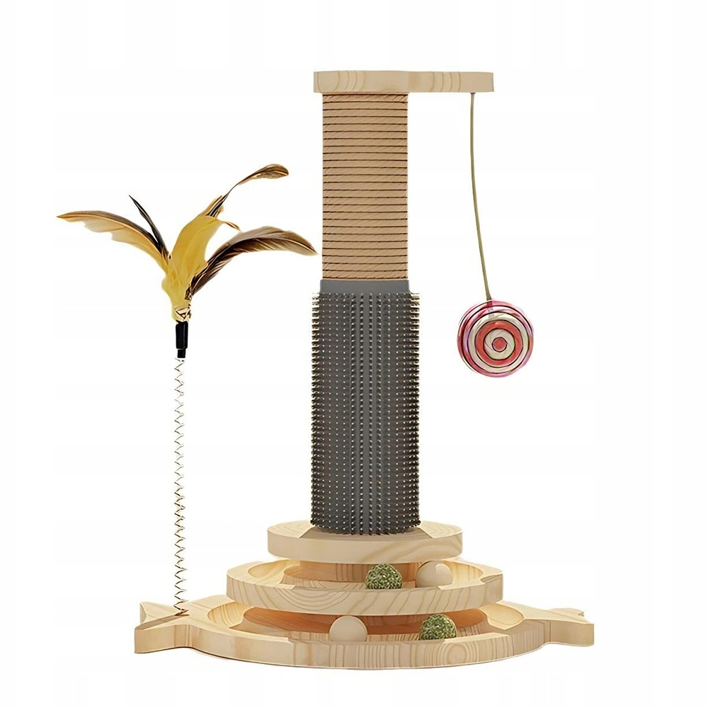 Levně Multifunkční Hračka Pro Kočky Škrabadlo Se Sisalem A Míčky 29 X 40 CM