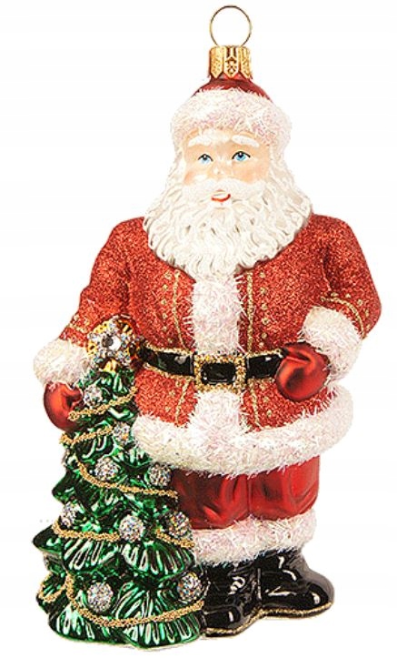 

Bombka szklana ręcznie malowana Mikołaj z Choinką