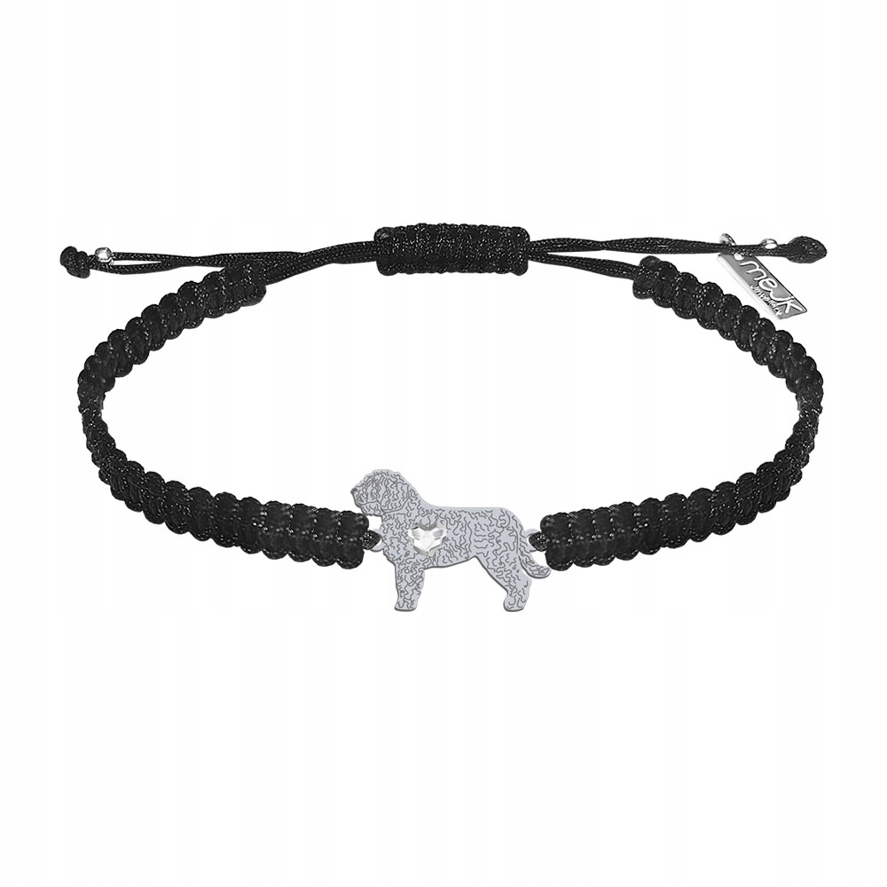 Náramek Stříbro 925 se psem Španělský vodní pes Makramé Gravírování Bonus