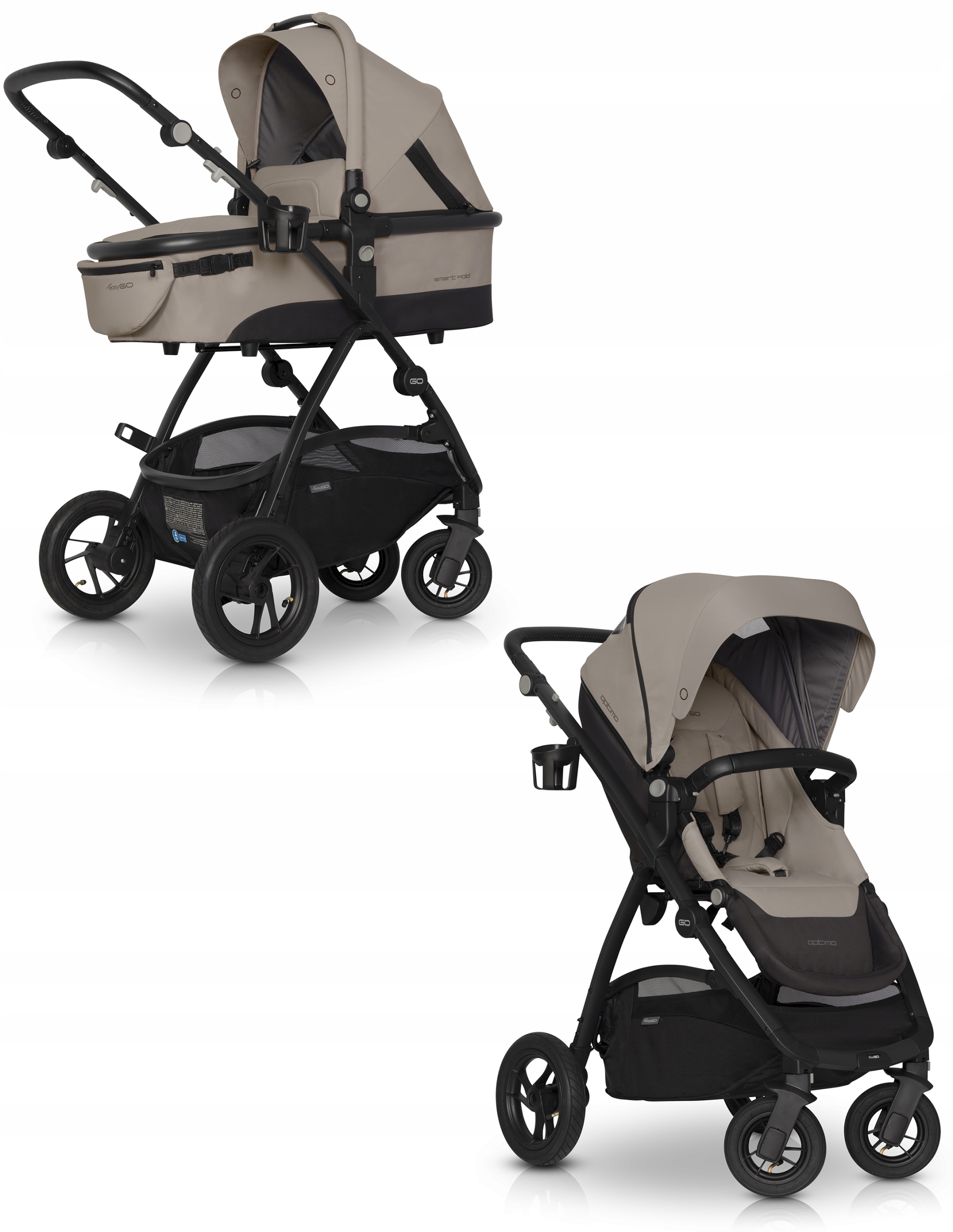 Wózek dziecięcy 2w1 Optimo DO 22 KG WAGI TAUPE +++