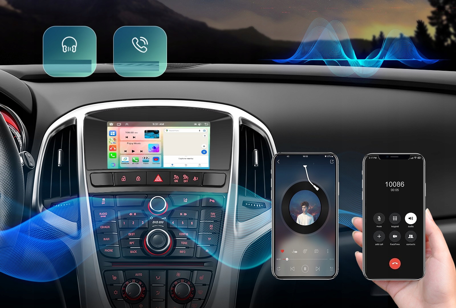 RADIO pre Opel Astra J 2010-2016 NAVIGÁCIA GPS ANDROID WiFi CARPLAY 6GB RAM Porty AUX predzosilňovač RCA RCA sub-out (subwoofer) USB