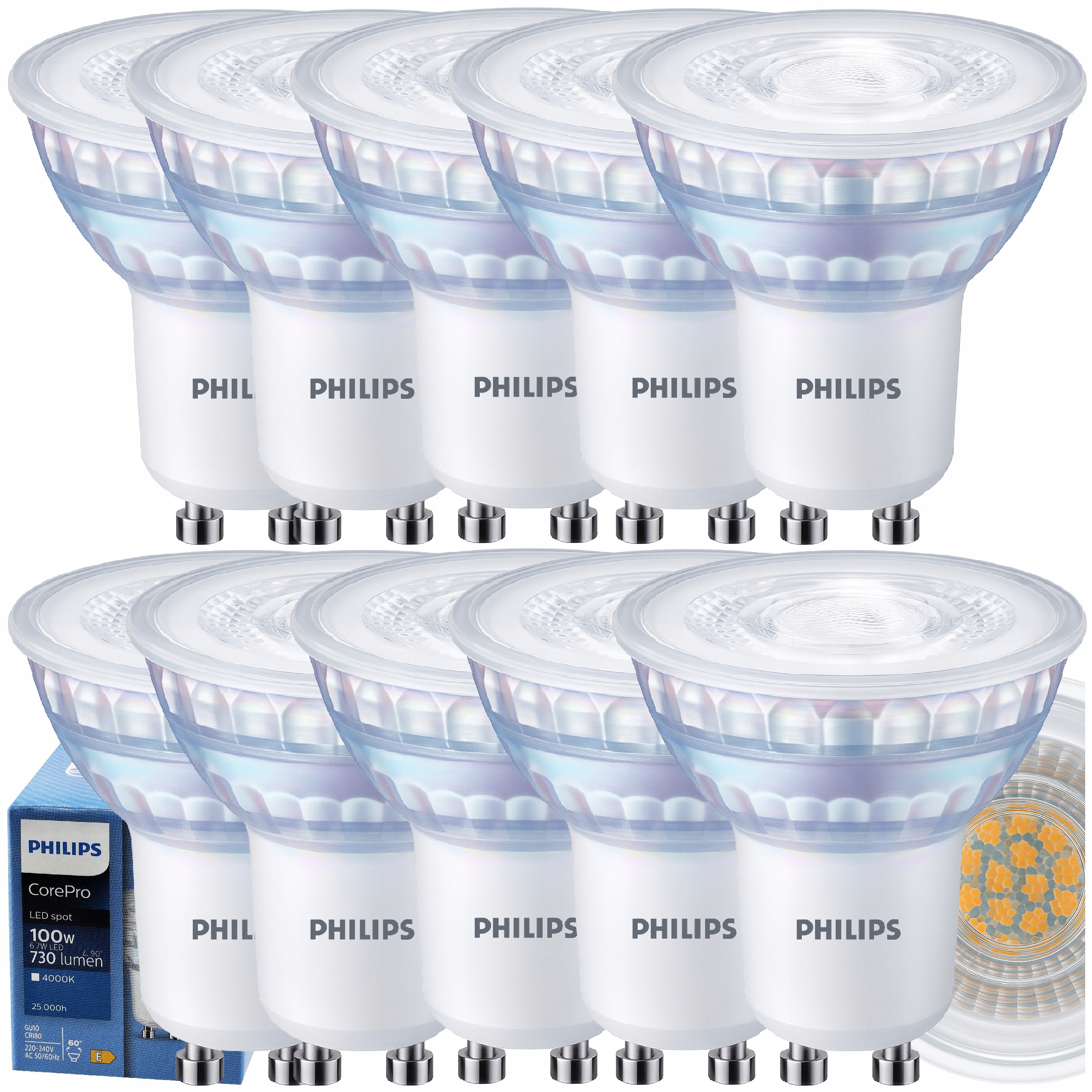 Philips Led žiarovka GU10 6,7W 100W 670lm 4000K EyeComfort CorePro 10x