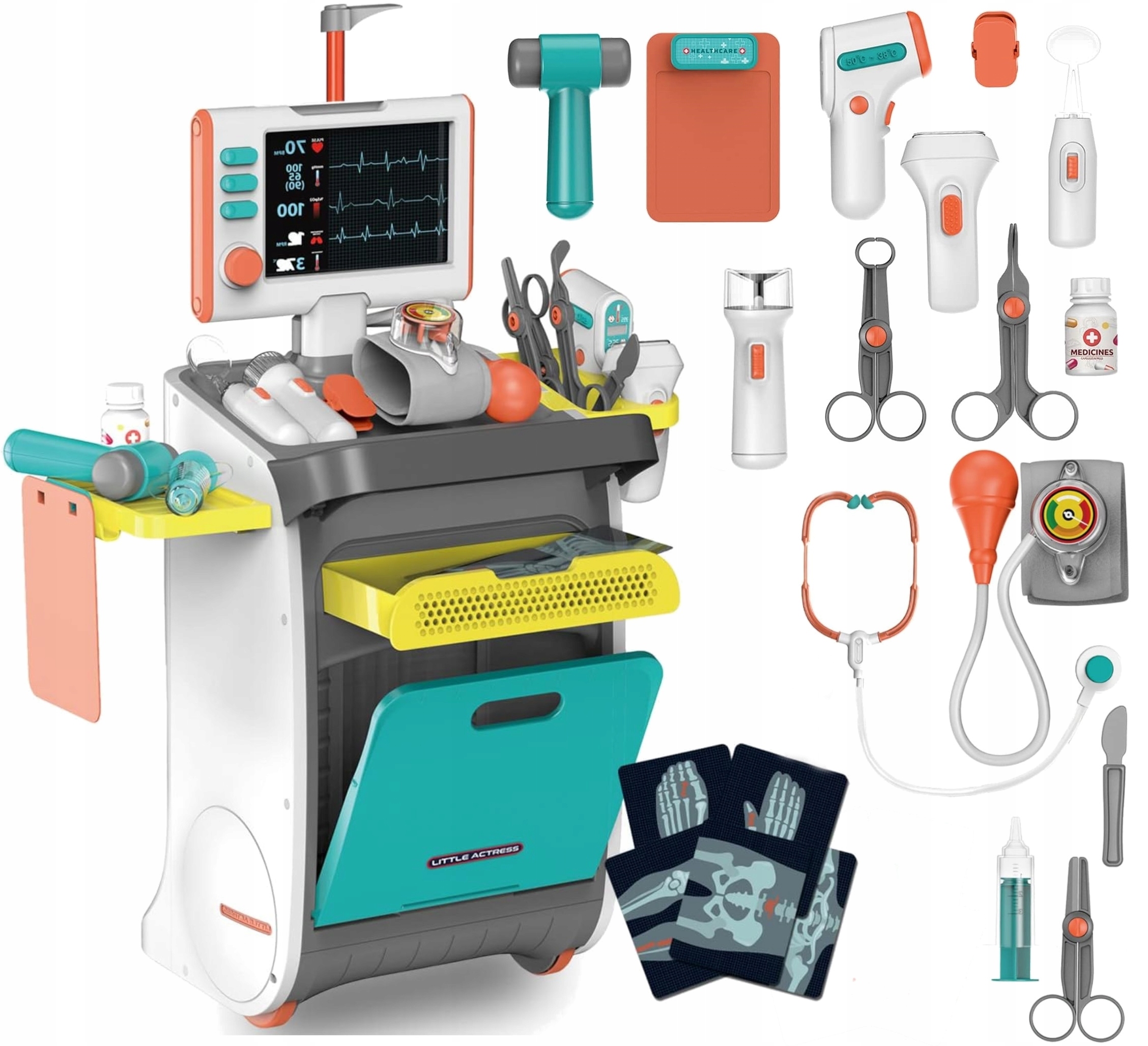 LEKARZ NA WÓZKU STACJA MEDYCZNA DLA DZIECI MAŁY LEKARZ ŚWIATŁO DŹWIĘK