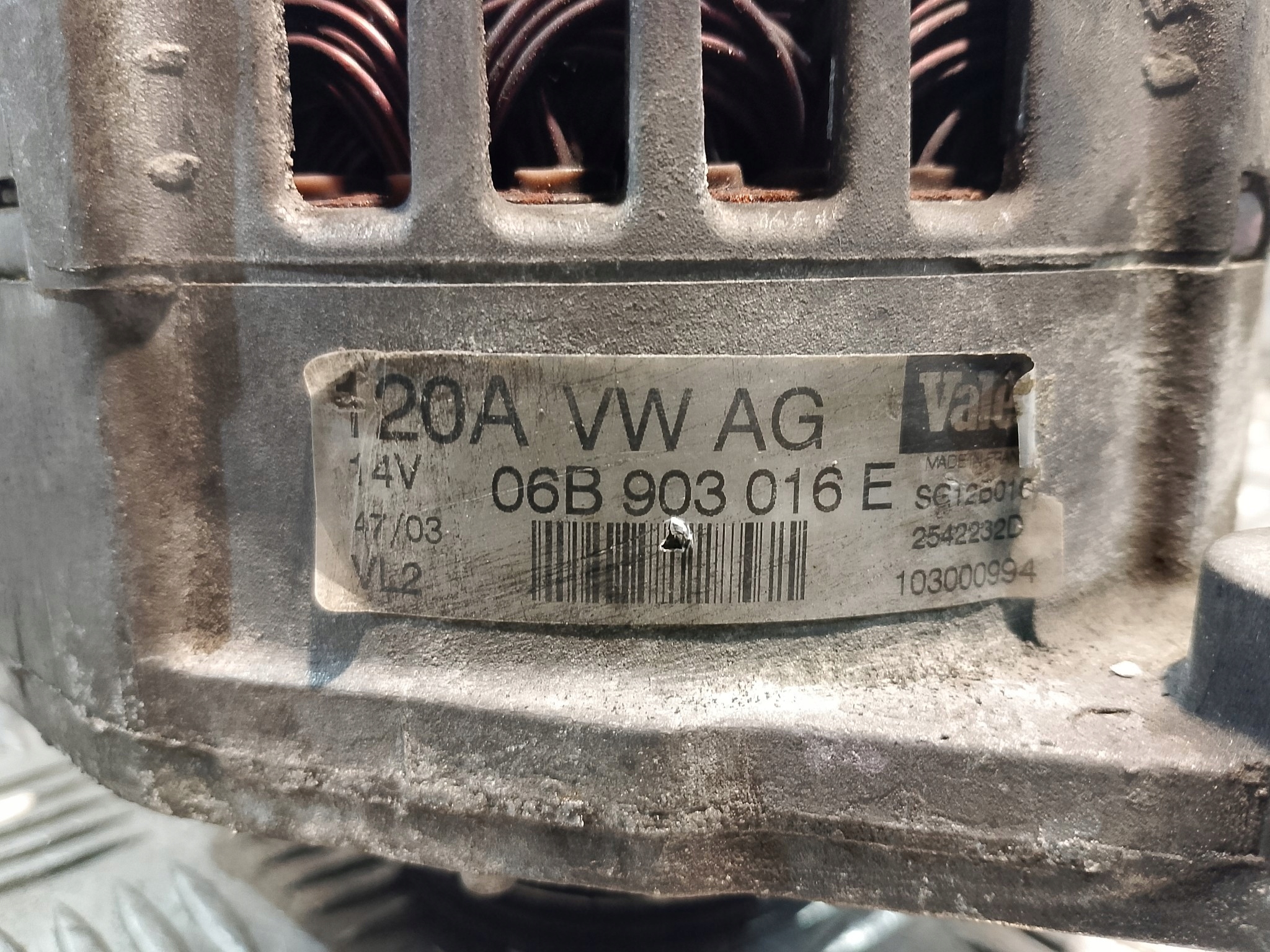 ALTERNATOR AUDI A6 C5 2.4 B 06B903016E 120A