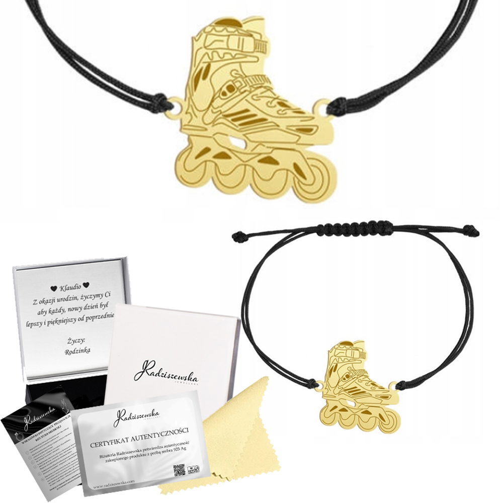 Náramek Zlatý Rolka Šňůrka Stříbro 925 Dárek K Narozeninám Gravírování Bonus