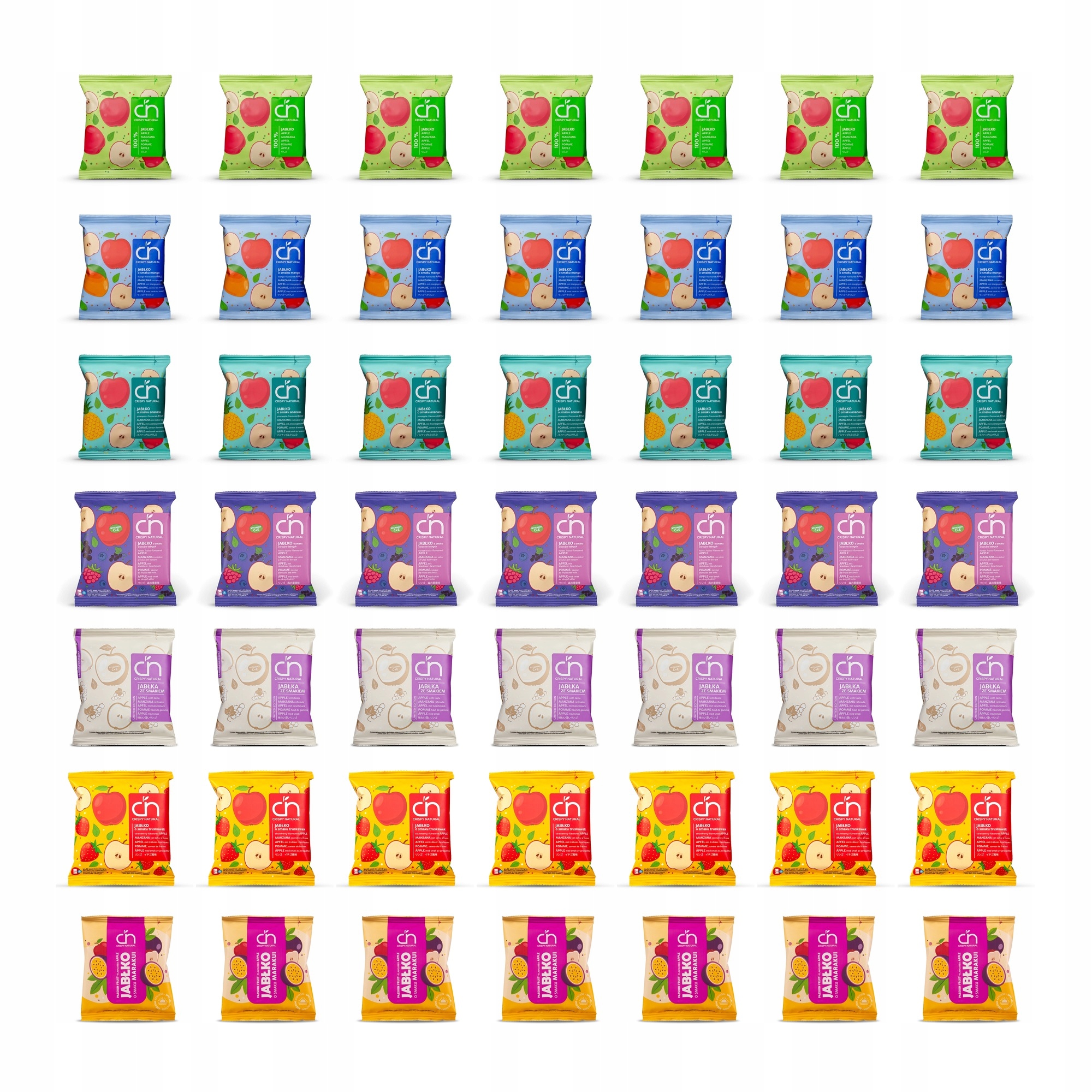 Zestaw Crispy Natural MIX smaków Suszone chipsy jabłkowe 49 szt.