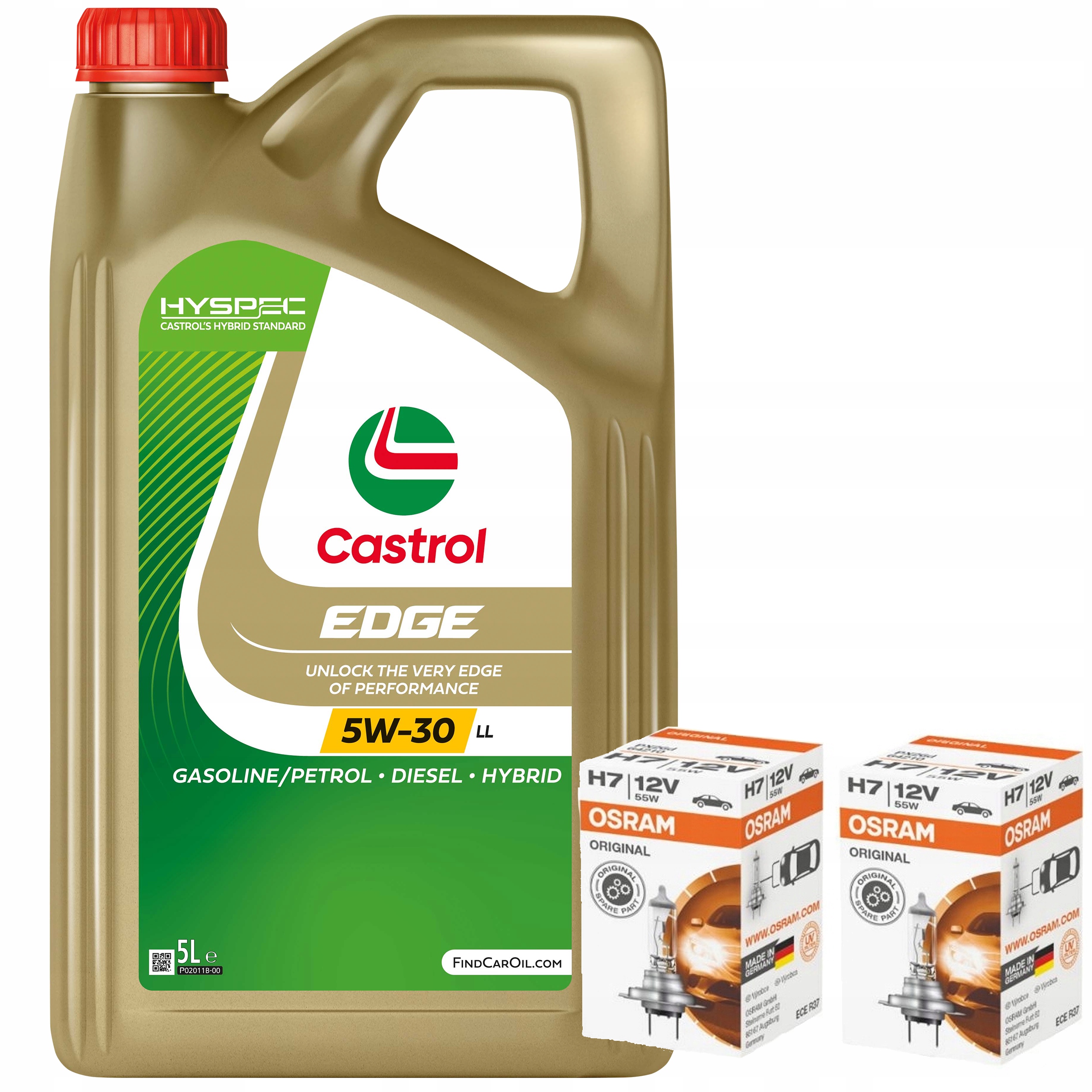 Olej Castrol Edge 5W-30 LL Pc 5L+ Osram Žiarovky H7