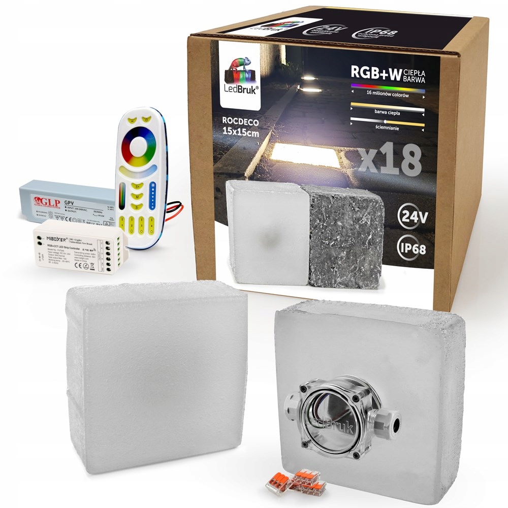 18x Kostka Brukowa LED LedBruk 24V 15x15cm RGBW BC