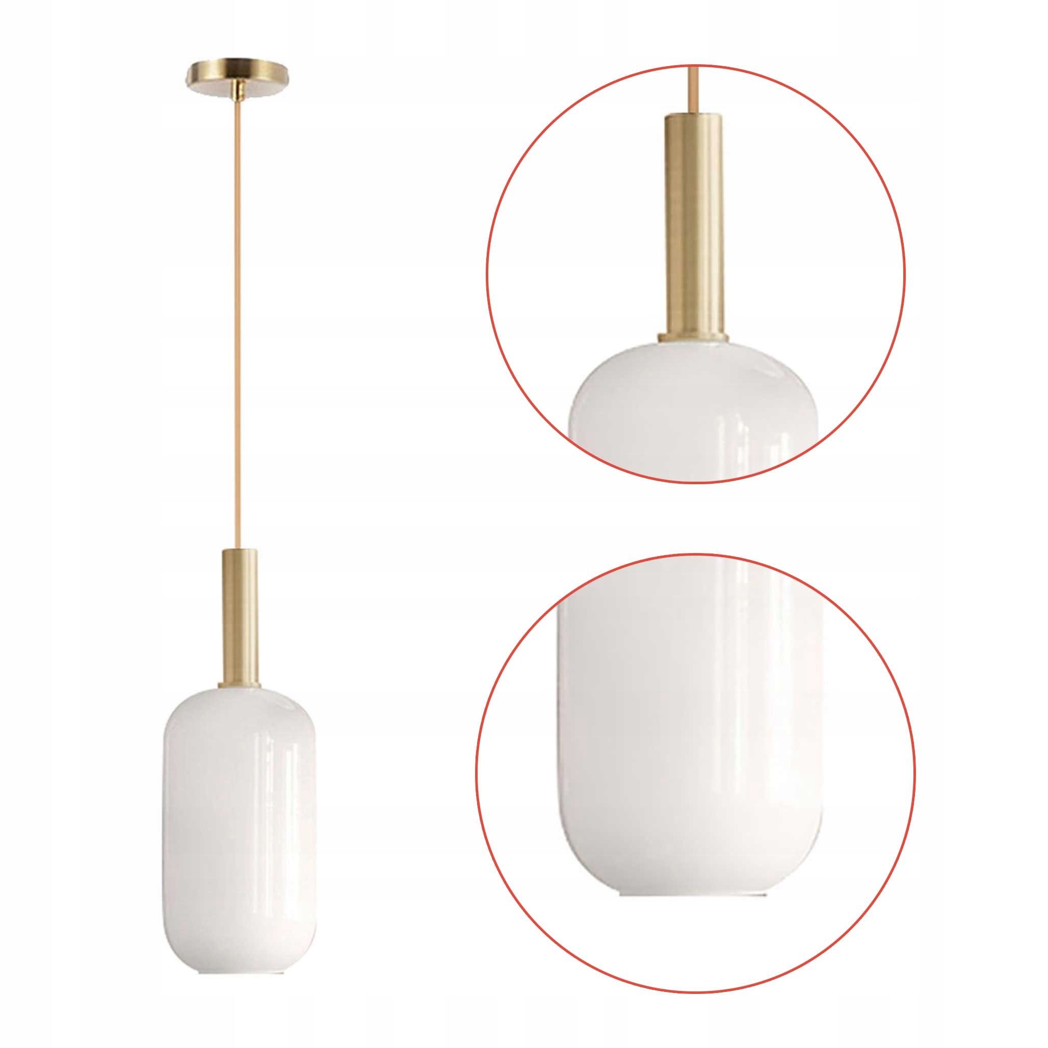 Samostatná skleněná závěsná lampa do obývacího pokoje Bílá Zlatá Lesklá Nastavitelná