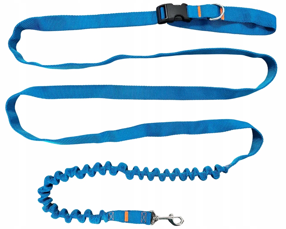 Levně Vodítko pro psa s tlumičem 480 cm Turkus Nastavitelná HandsFree Vyrobeno v Pol