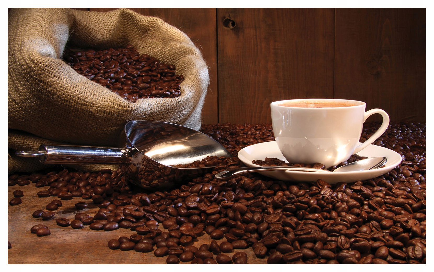 Fototapeta Kávová rozkoš juta zrno dřevěná atmosféra 368x254 lepidlo