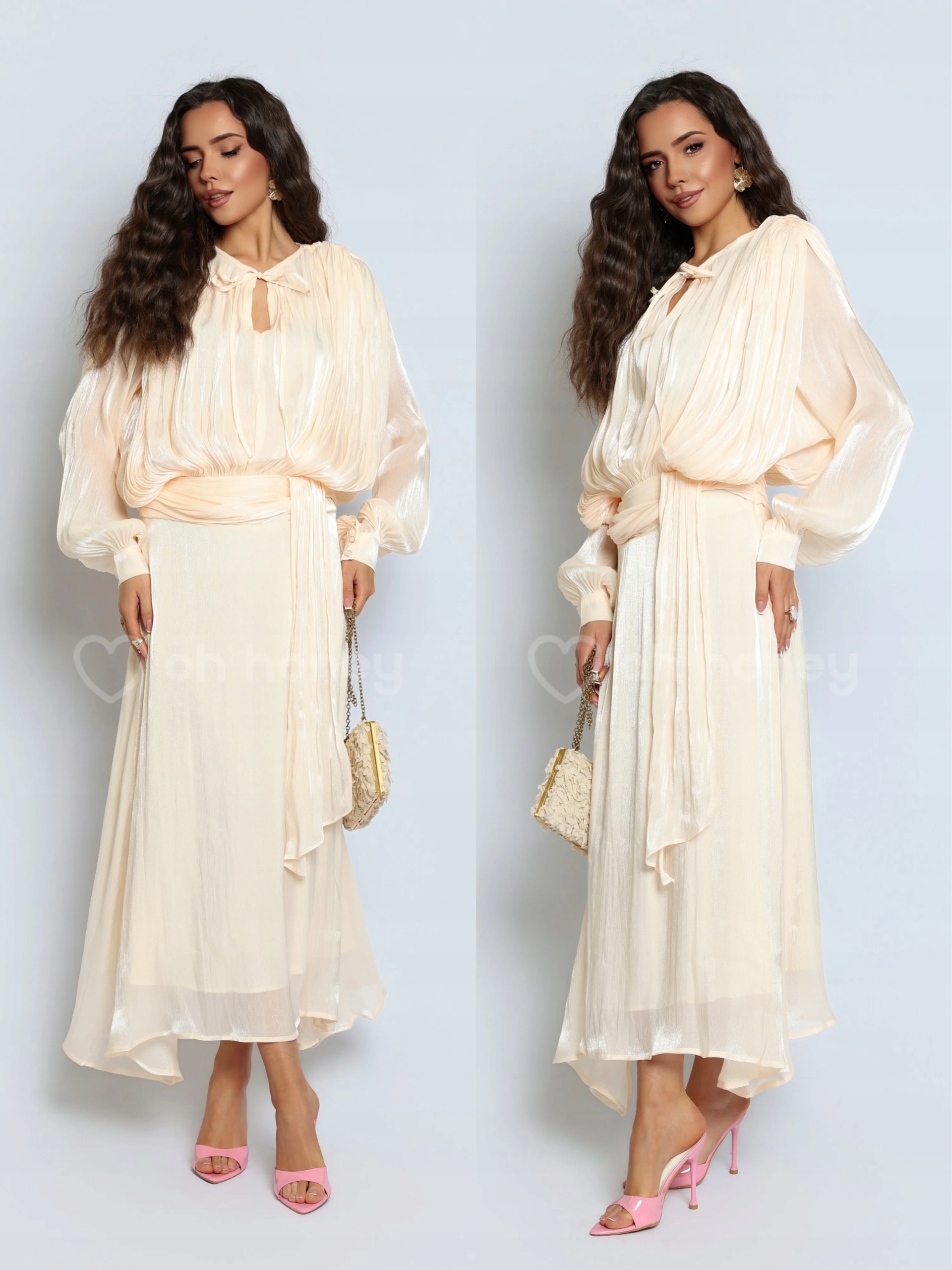 Šaty Maxi Viskózová Krémová Elise M/L