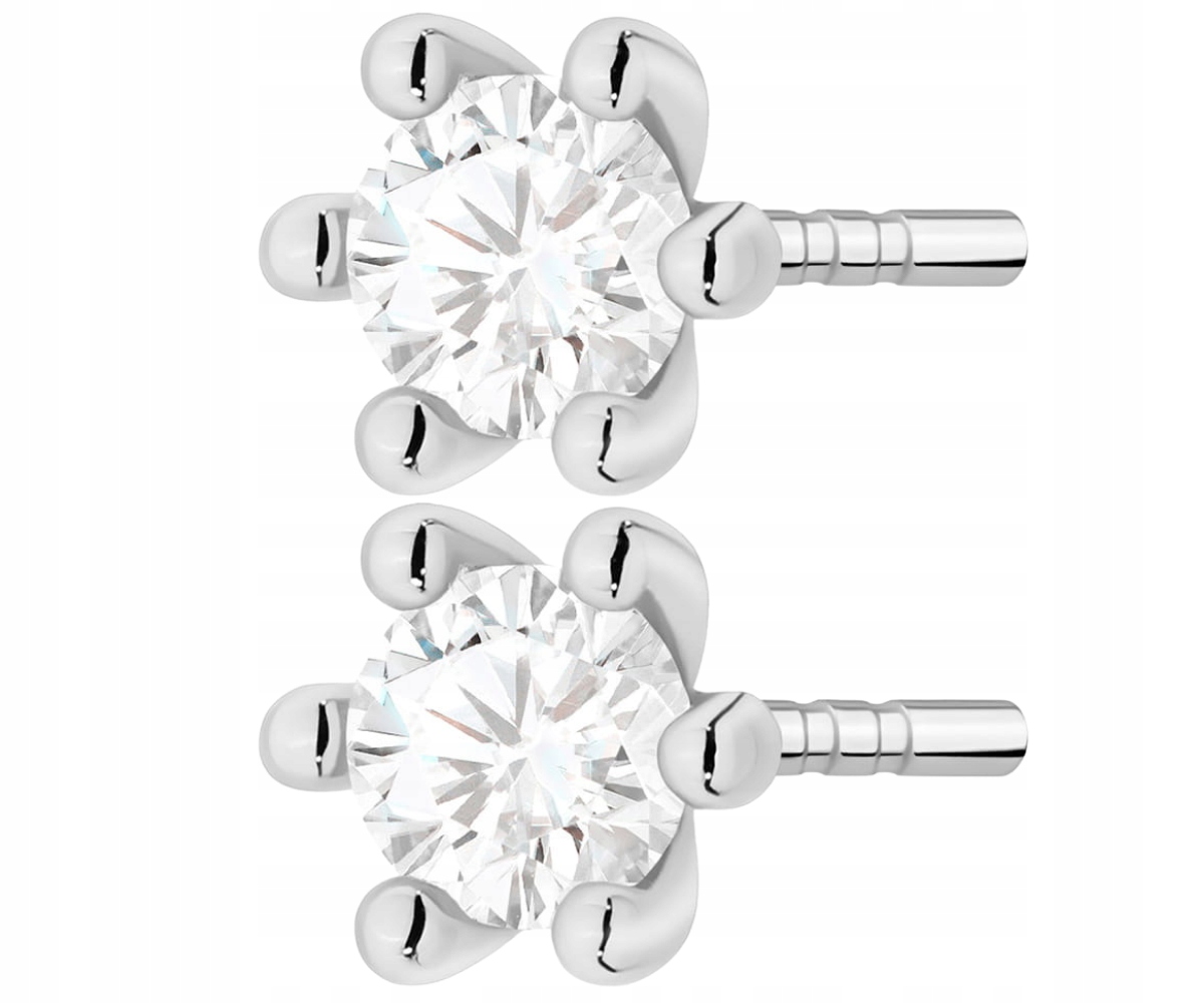 Zlaté Náušnice S Diamanty 0,30 Ct Tyčinky Bílé 14K Gravírování