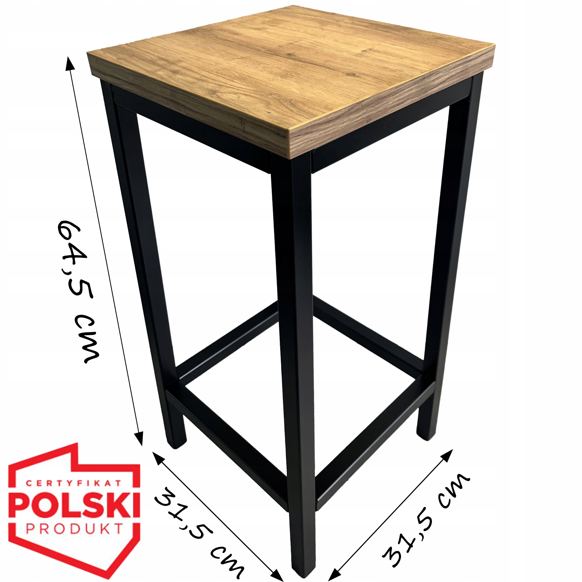Barová Židle Kovový Kuchyňský Barový Stůl Loft 64,5 cm Polská Výroba
