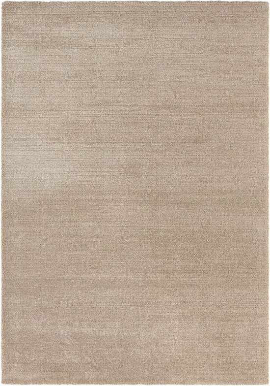 Koberec do obývačky 120 x 170 cm, moderný, plyšový, béžový, jednofarebný