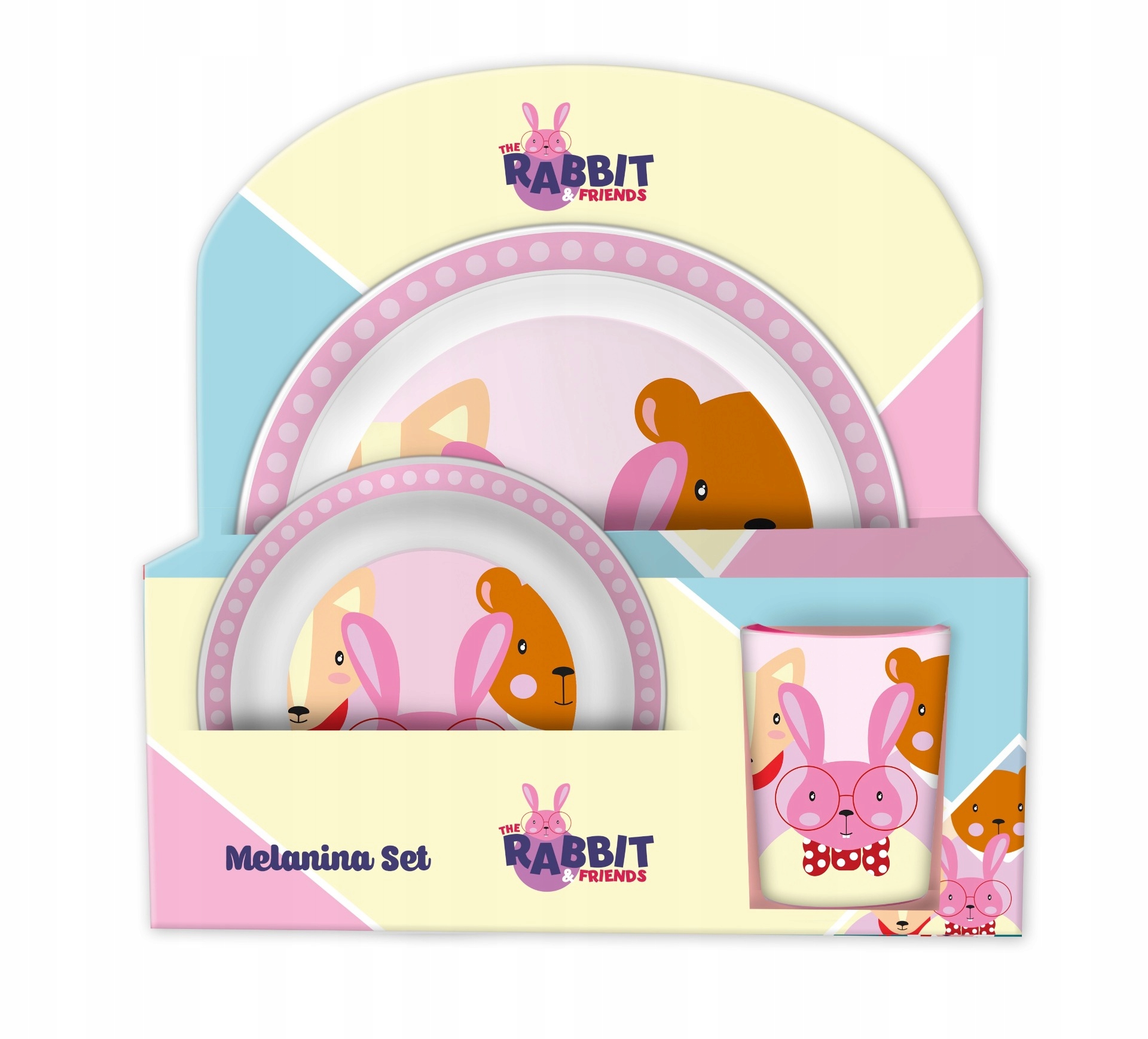 KRÓLIK RABIT & FRIENDS JEDNOROŻEC ZESTAW NACZYŃ STOŁOWYCH MELAMINA