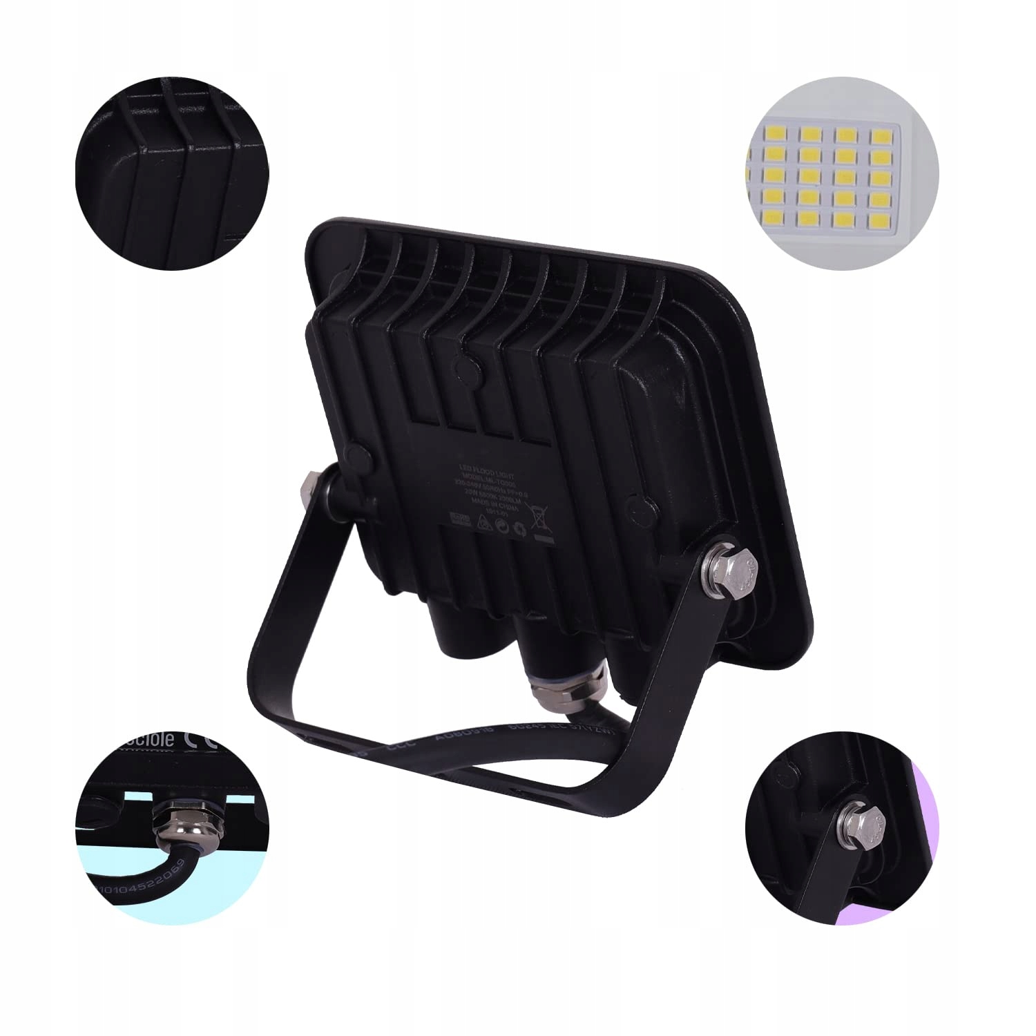 Naświetlacz LED 2x50W 5000lm 6500K IP65 Czarny Garaż MILLE LUCCIOLE — miniatura 7
