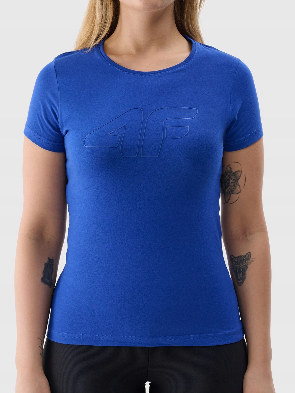 4F KOSZULKA DAMSKA T-SHIRT LOGO TTSHF1163 KOBALT L Kolor niebieski