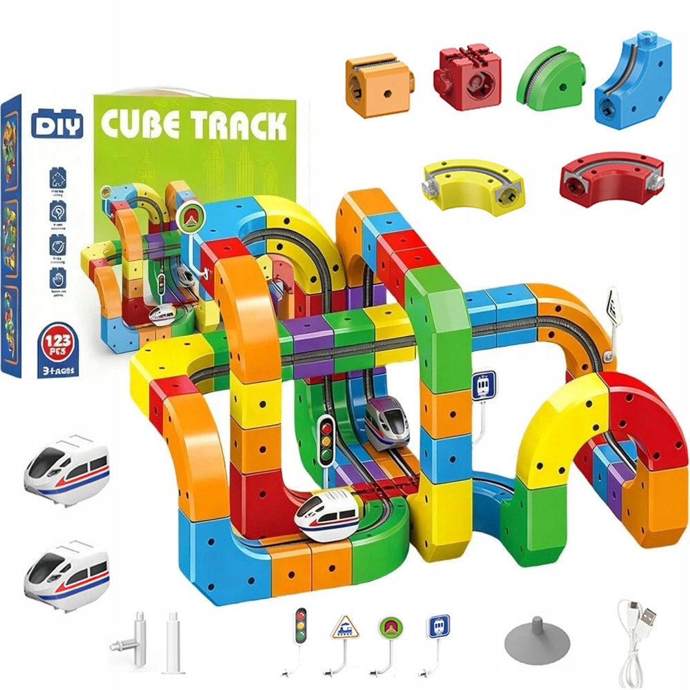 Magiczny Tor 3D Nowoczesna Kolejka Pociąg Dla Dziecka Zestaw 123EL