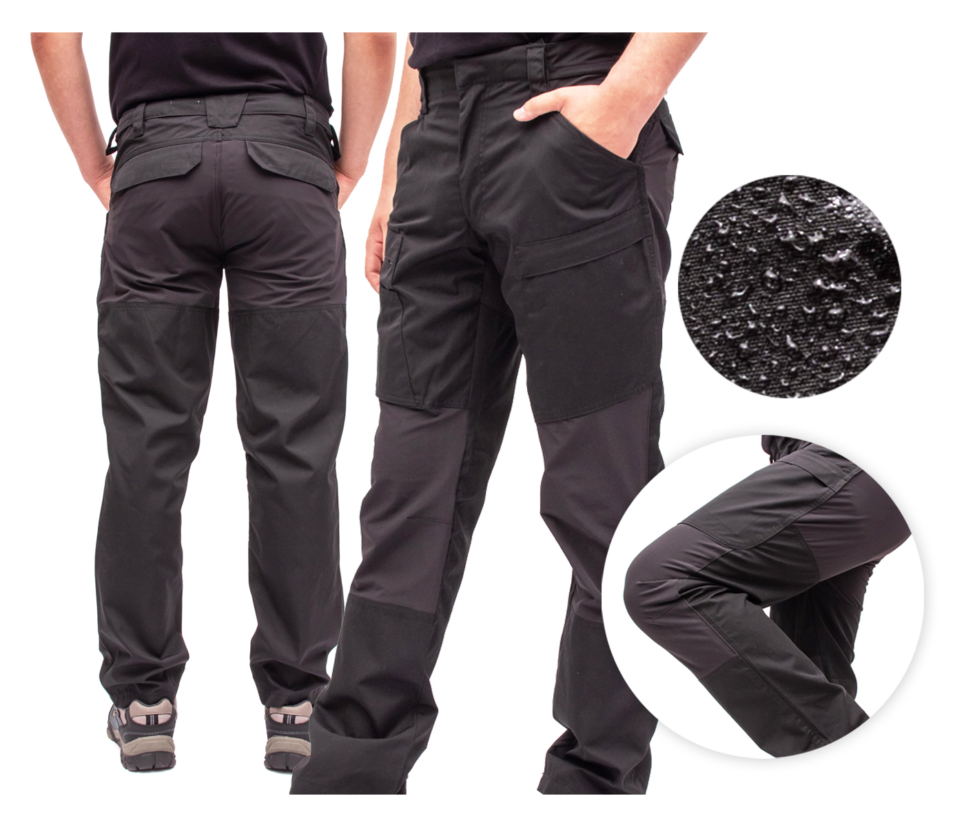 Spodnie męskie Trekkingowe Czarne elastyczne Wodoodporne mocne Firi 48