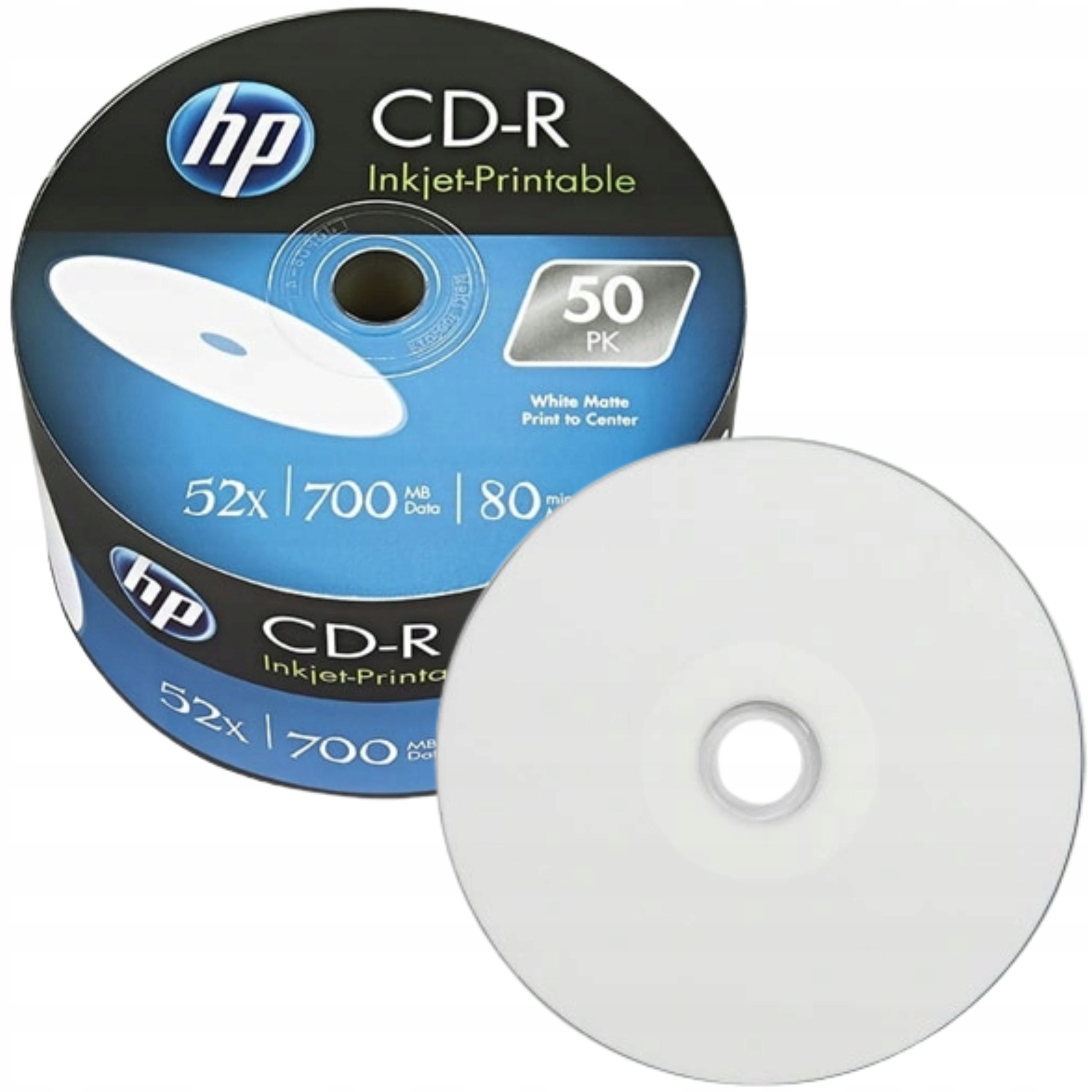 

Płyty Cdr Hp Cd-r 700MB Do Nadruku Biała 50 szt.