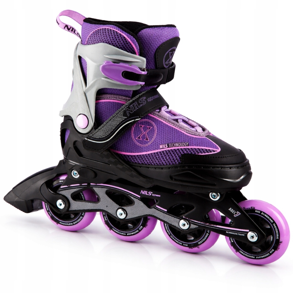 Rolki Regulowane Łyżworolki Rekreacyjne Kauczukowe Damskie Fioletowe 39-42