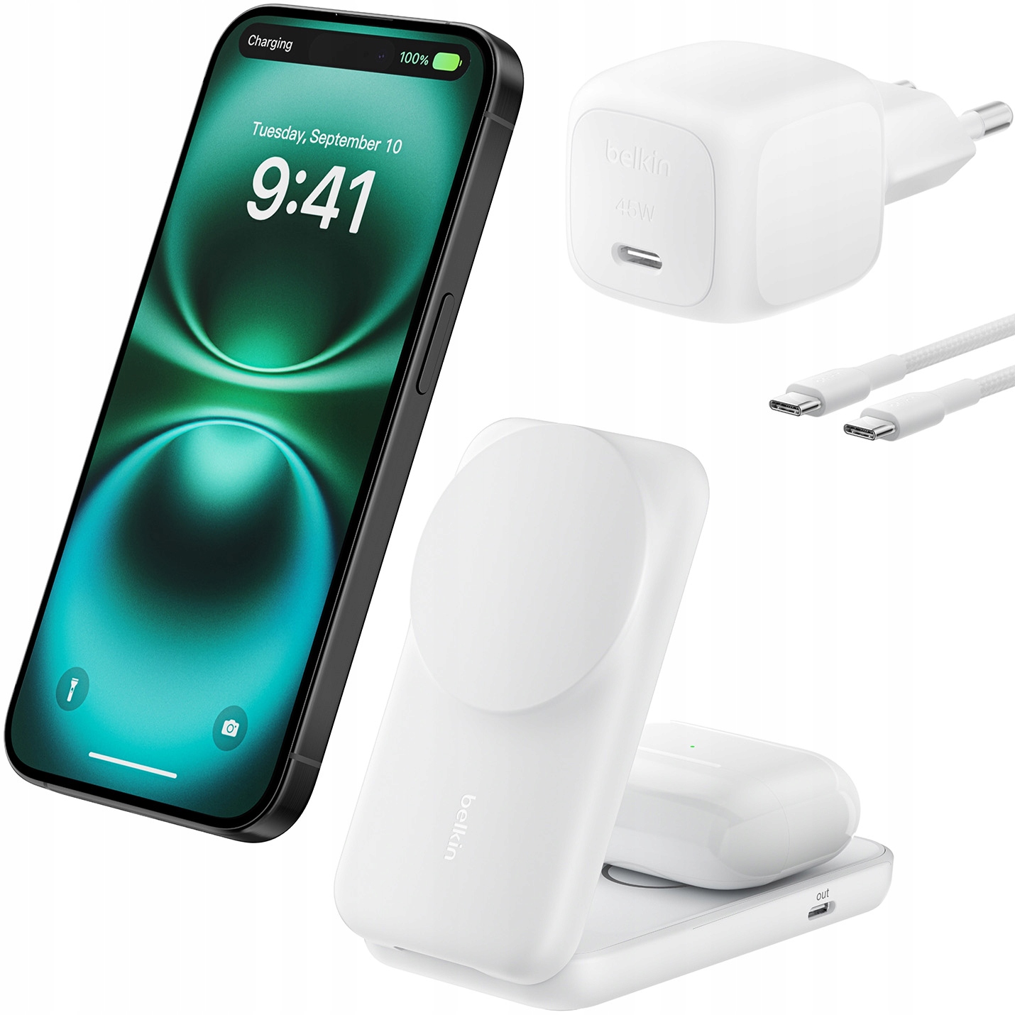 Belkin Ładowarka indukcyjna do iPhone, do MagSafe, Qi2.2 25W rozkładana 2w1