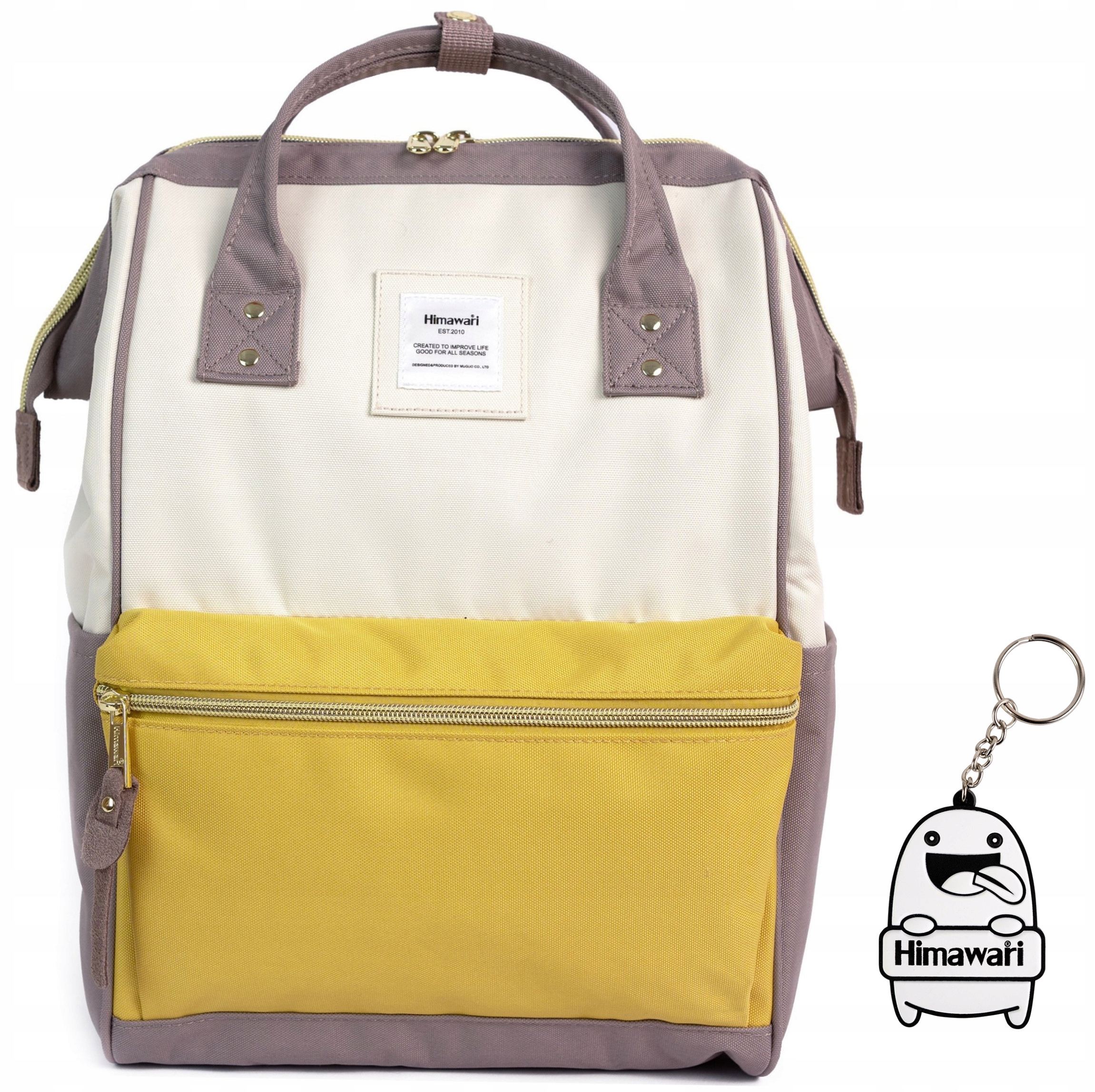 Batoh Himawari Dual M multifunkční na nákupy, Usb, tmavě béžový