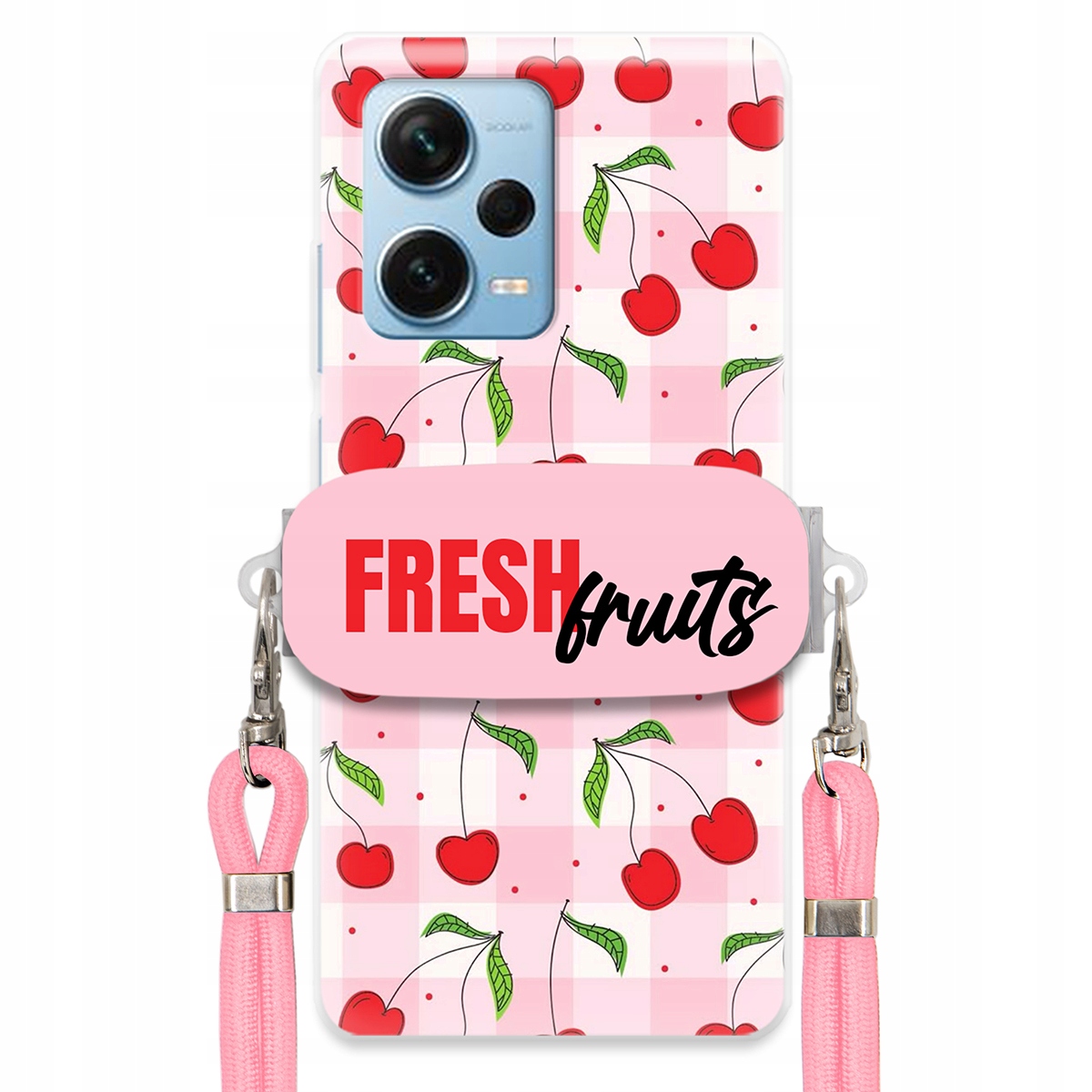 Puzdro pre Xiaomi Redmi Note 12 Pro Plus Držiak šnúrok Ružový Fresh Fruits