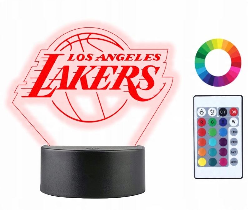 

Lampka Nocna 3D Led Los Angeles Lakers Imię Grawer