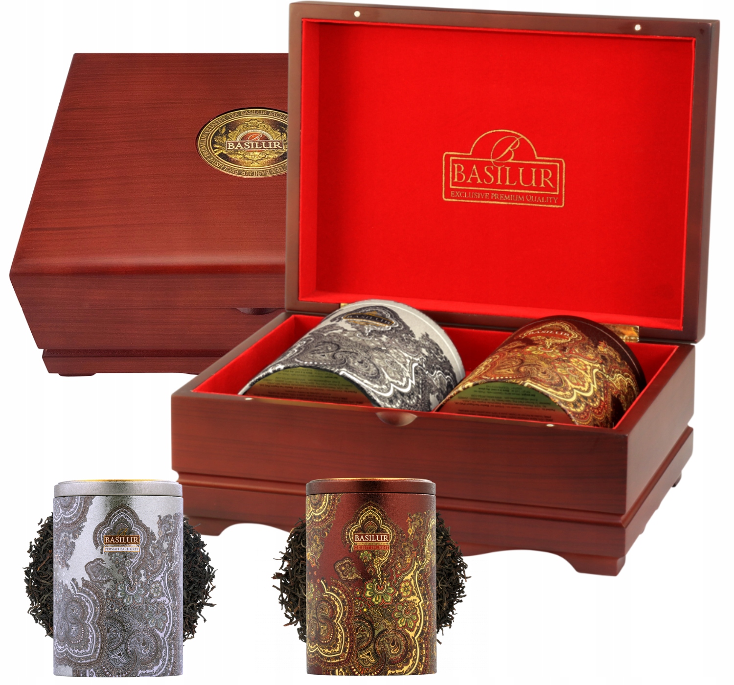 Basilur Drewniany Ekspozytor zestaw herbat Orientalnych 5 2x100g